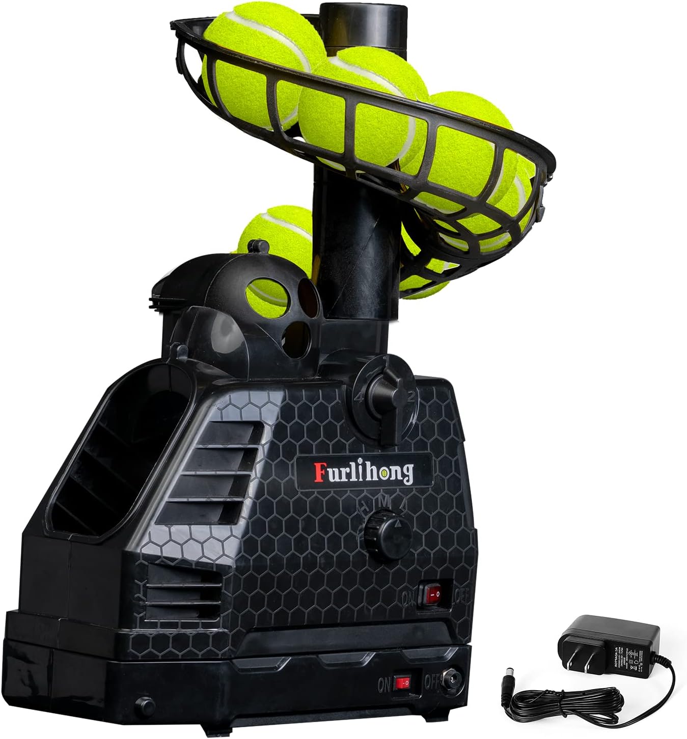 680BH 2 in 1 Baseball & Tennis Ball Launcher Machine, Adjustable Launching Angle, Speed and Interval, Auto Swing Function, Powered by Battery or AC Adapter, Ball Holder Extendable, for Kids - VINE GLOBAL