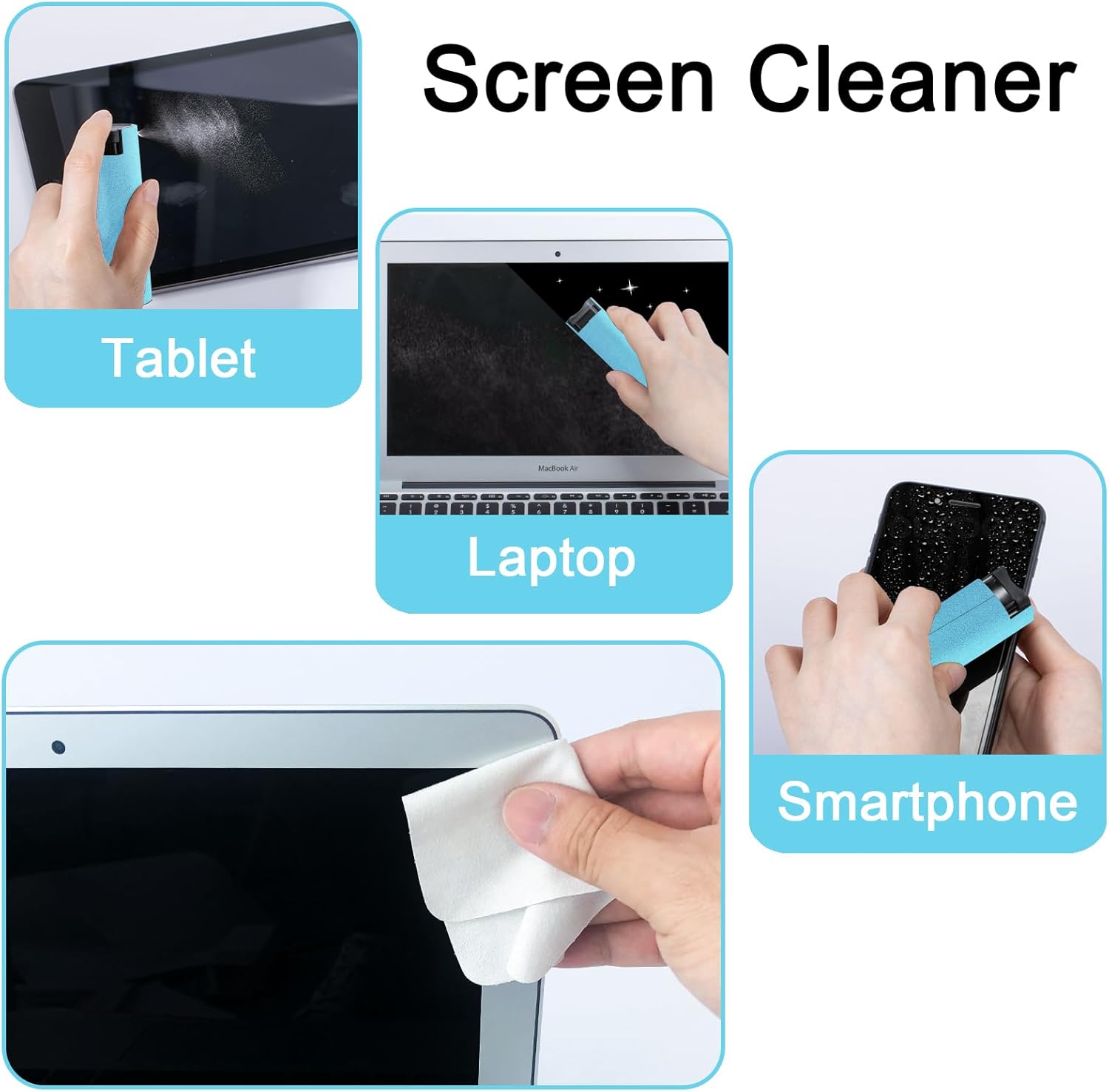 Car Screen Cleaner Spray, Electronic Touchscreen Mist Cleaning Brush Kit for TV, Laptop, iPad, iPhone, Cellphone, MacBook Pro, Tablet, PC, Computer, Monitor, LCD Screens, Eyeglasses - Cream - VINE GLOBAL