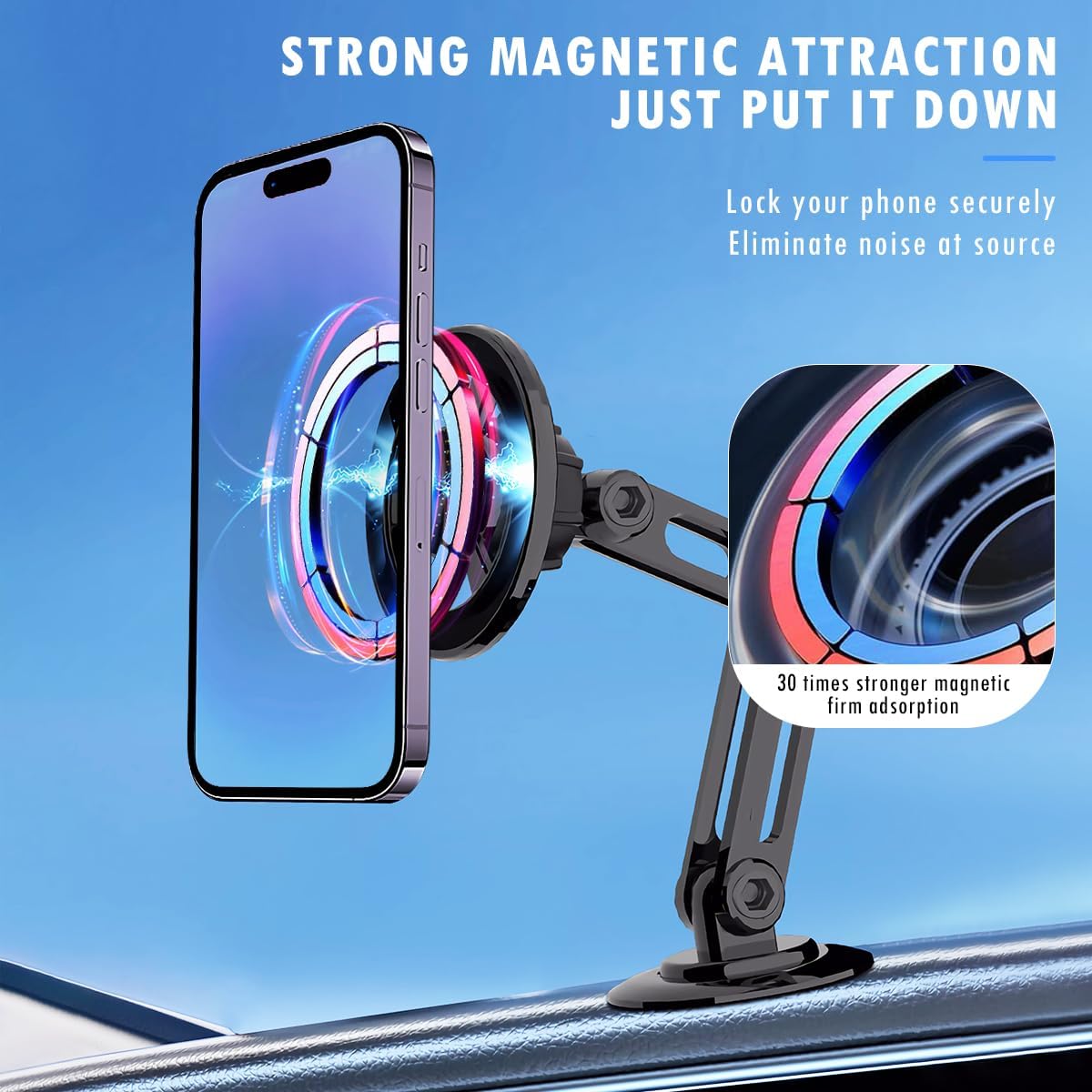 Universal 360° Magnetic Car Phone Holder| Alloy Folding Magnetic Cellphone Holder for All Smartphone - VINE GLOBAL