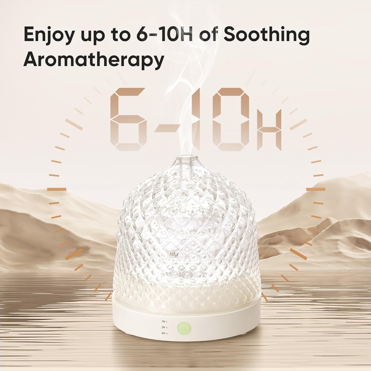 Glass Essential Oil Diffuser, 200ml Ultrasonic Aroma Diffusers with Glass Reservoir Dome & White Plastic Base Lock Color Auto-Off Timer 7 Color Light for Home Office Bedroom Yoga - VINE GLOBAL