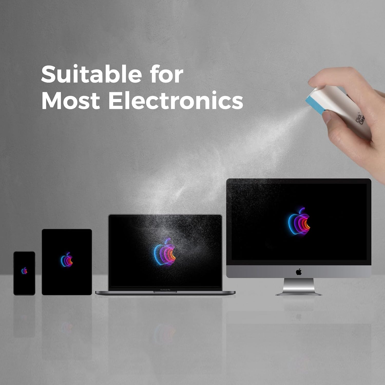 CLEAN Screen Cleaner, Fingerprint Proof Screen Cleaner Spray, All-in-One Cleaner with Microfiber and Shell for All Phones, Laptop and Tablet Screens (Black) - VINE GLOBAL