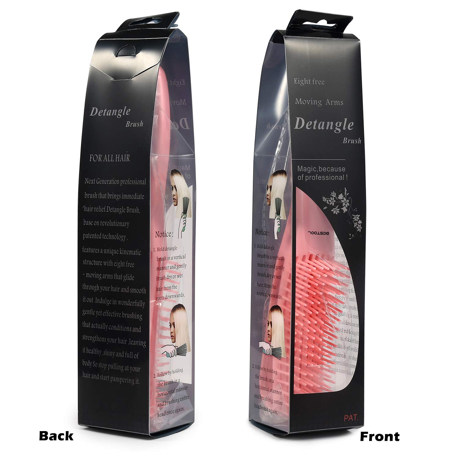 Detangling Brush, Detangler Brush for Natural Black/ Curly Hair Afro 3/4abc Texture, Faster n Easier Detangle Wet or Dry Hair with No Pain (Black) - VINE GLOBAL