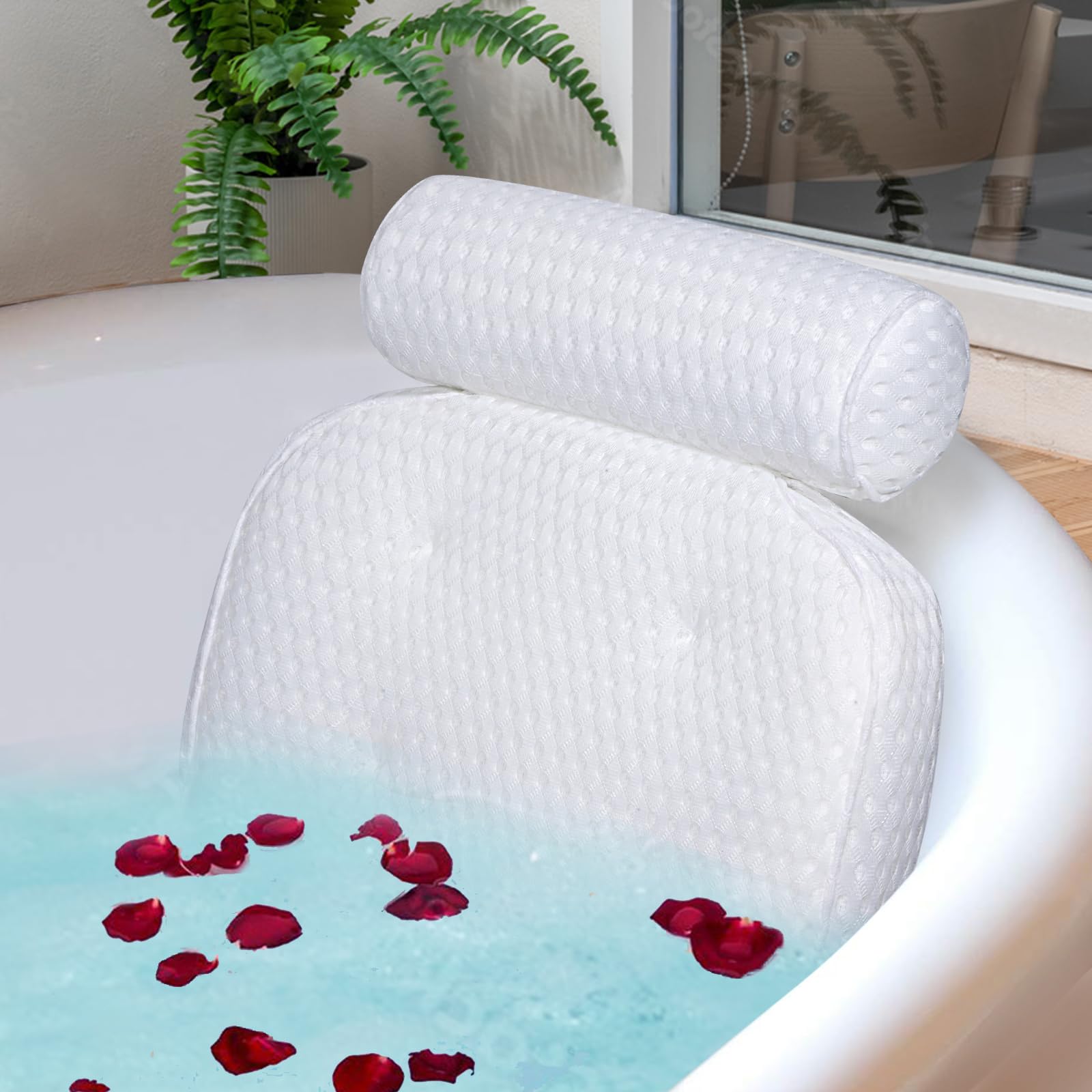 Bath Pillow for Bathtub Support Neck,Head and Back with Non-Slip Suction Cups - VINE GLOBAL