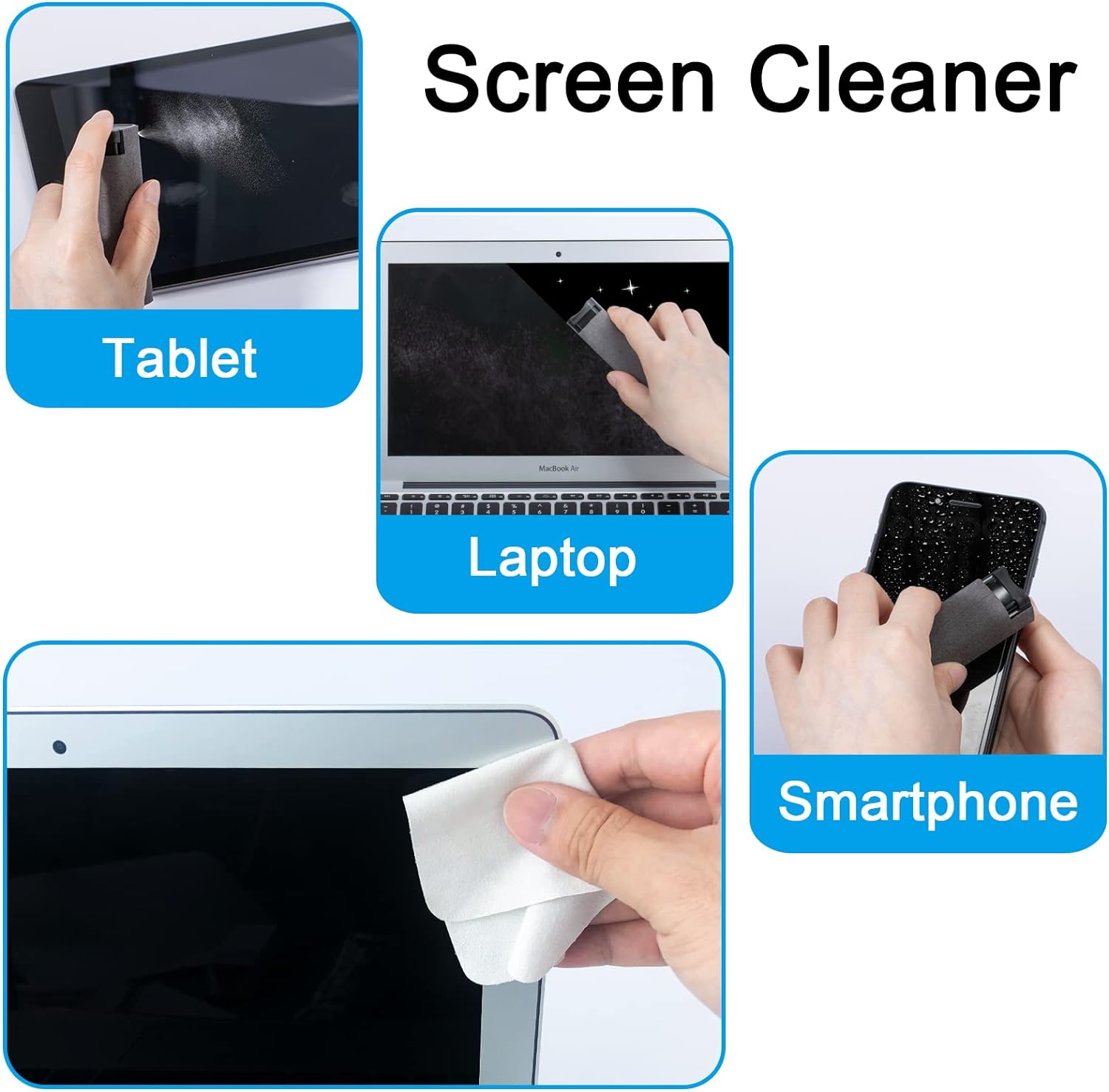 Car Screen Cleaner Spray, Electronic Touchscreen Mist Cleaning Brush Kit for TV, Laptop, iPad, iPhone, Cellphone, MacBook Pro, Tablet, PC, Computer, Monitor, LCD Screens, Eyeglasses - Cream - VINE GLOBAL