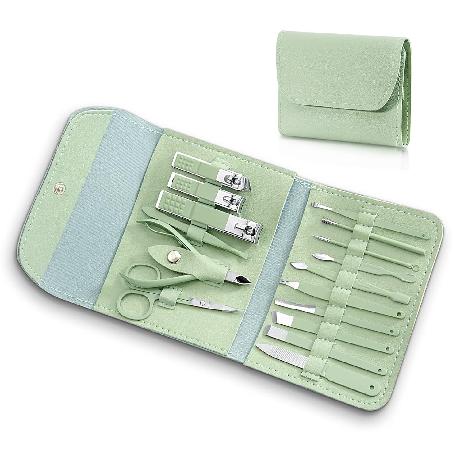 Manicure Set Professional Nail Clippers Pedicure Kit, 16 pcs Stainless Steel Grooming Kit with Luxurious - VINE GLOBAL