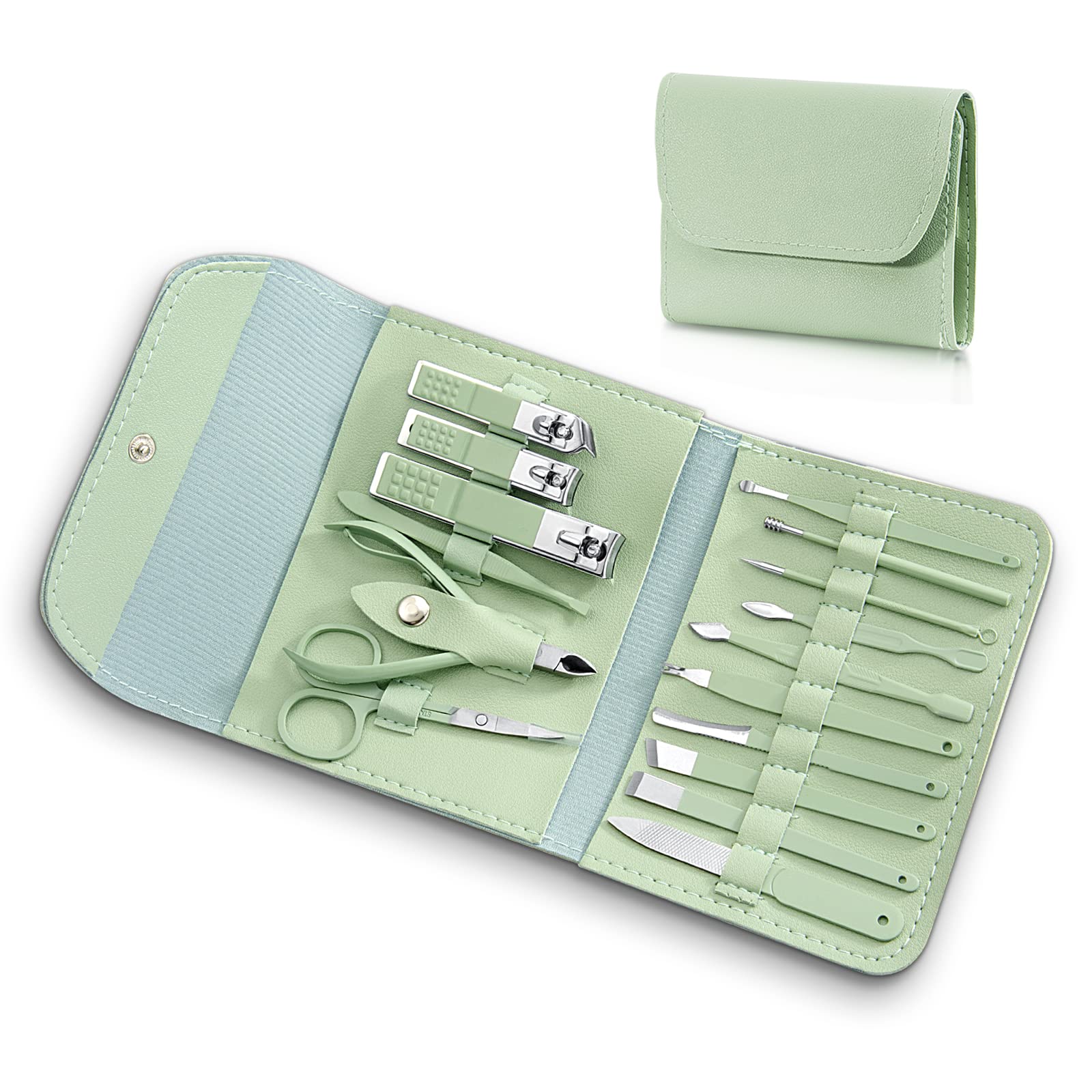Manicure Set Professional Nail Clippers Pedicure Kit, 16 pcs Stainless Steel Grooming Kit with Luxurious - VINE GLOBAL