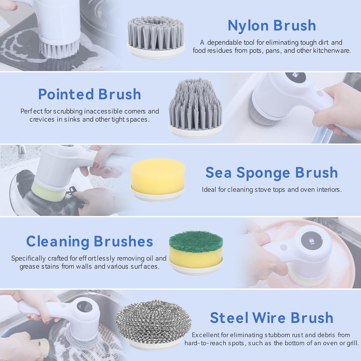 Electric Spin Scrubber, Power Scrubber Cordless Electric Shower Scrubber for Cleaning with LED Display, for Bathroom, Tub, Kitchen Stove, Tile Grout with 6 Brush Heads - VINE GLOBAL