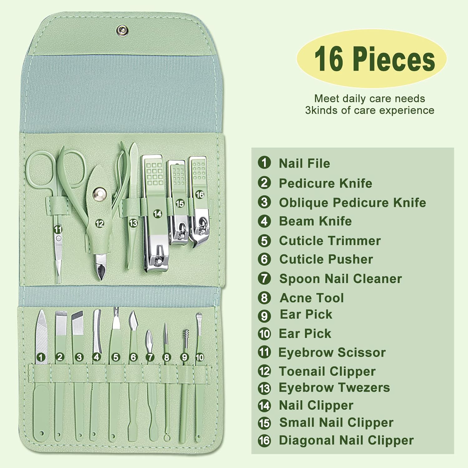 Manicure Set Professional Nail Clippers Pedicure Kit, 16 pcs Stainless Steel Grooming Kit with Luxurious - VINE GLOBAL