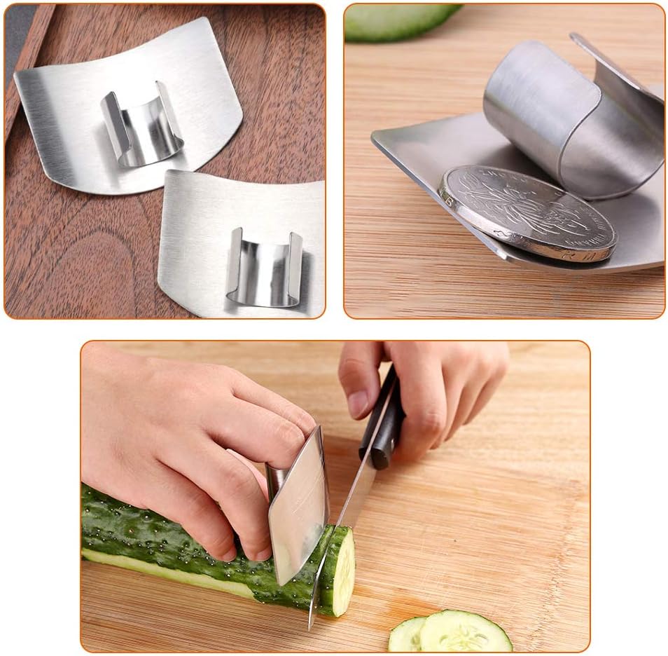 3 Pack Finger Guards for Cutting Kitchen Tool Stainless Steel Finger Guard Finger Protector Avoid Hurting When Slicing and Dicing for Food Chopping Cutting Knife Cutting - VINE GLOBAL