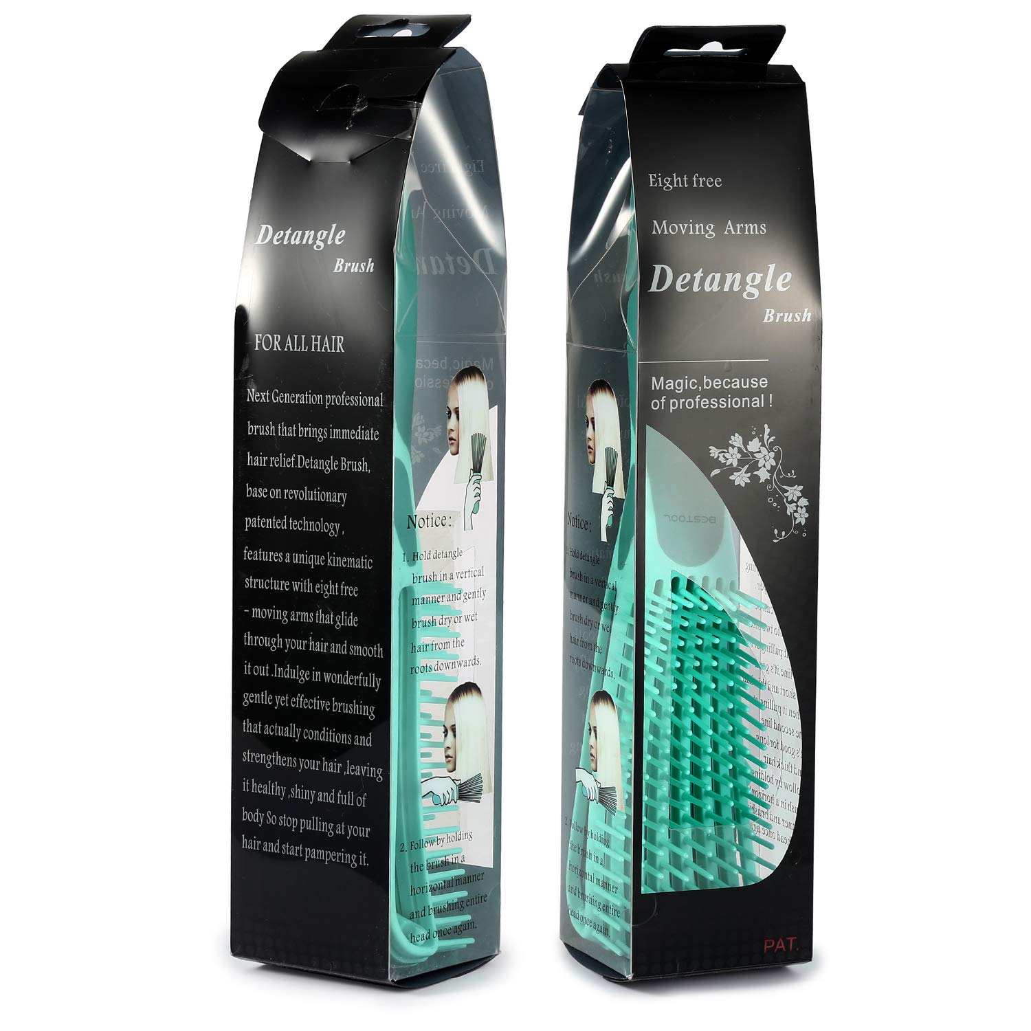 Detangling Brush, Detangler Brush for Natural Black/ Curly Hair Afro 3/4abc Texture, Faster n Easier Detangle Wet or Dry Hair with No Pain (Black) - VINE GLOBAL