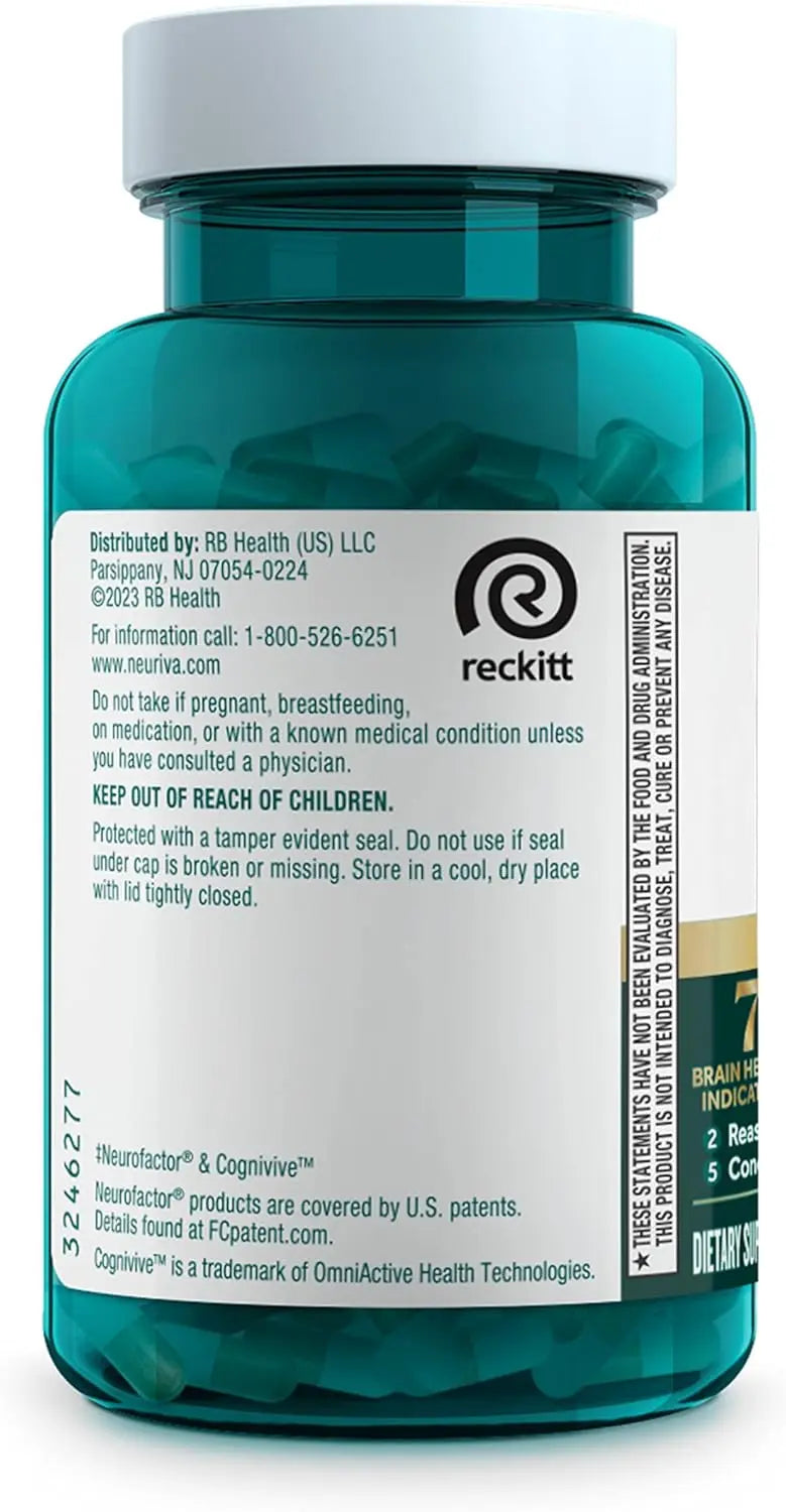 NEURIVA Ultra Decaffeinated Clinically Tested Nootropic Brain Supplement for Mental Alertness, Memory, Focus & Concentration, Cognivive, Neurofactor, Phosphatidylserine, Vitamins B6 B12, 60 Capsules VINE GLOBAL
