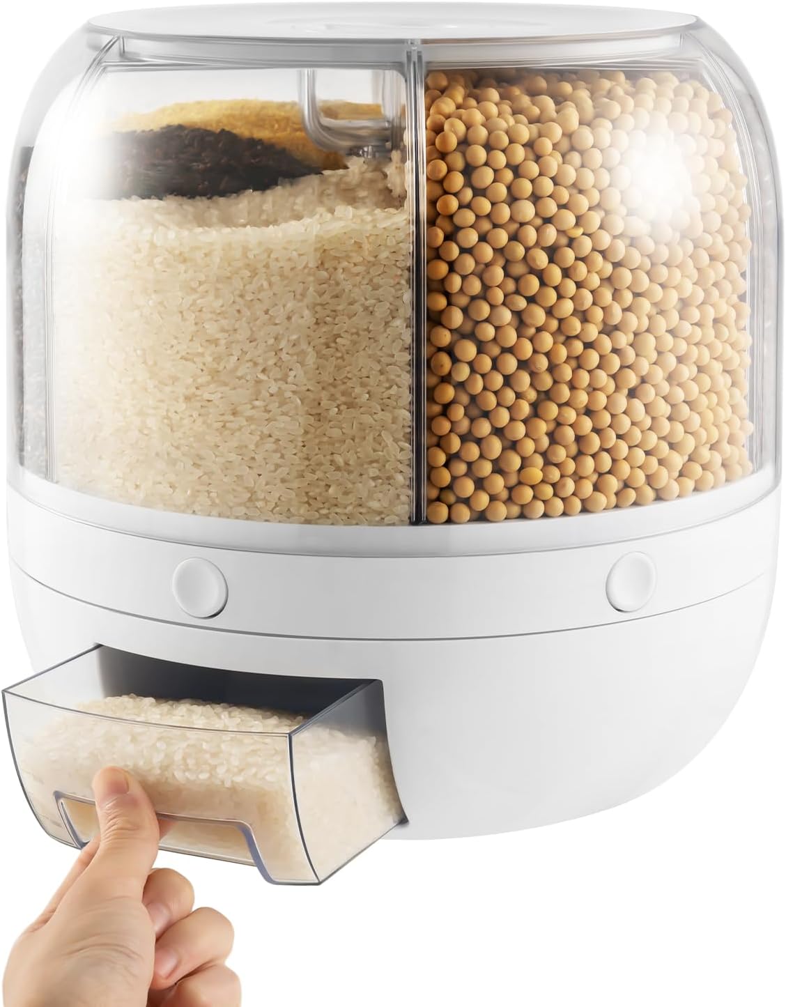 360° Rotating Grains Dispenser with Moisture Sealed Lid,6 Grids Food Dispenser - VINE GLOBAL