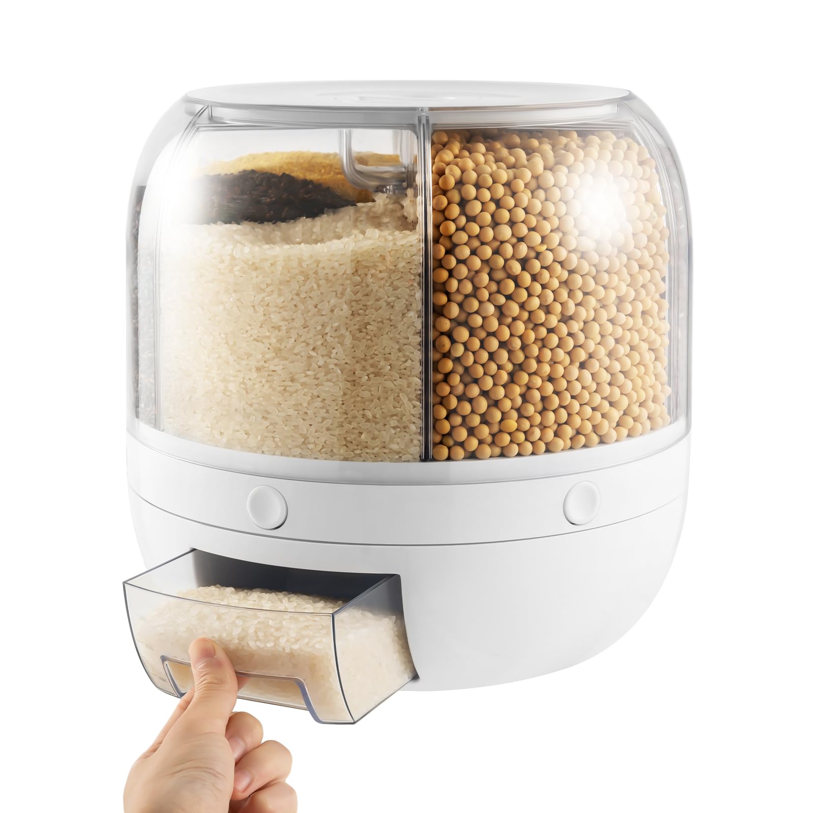 360° Rotating Grains Dispenser with Moisture Sealed Lid,6 Grids Food Dispenser - VINE GLOBAL