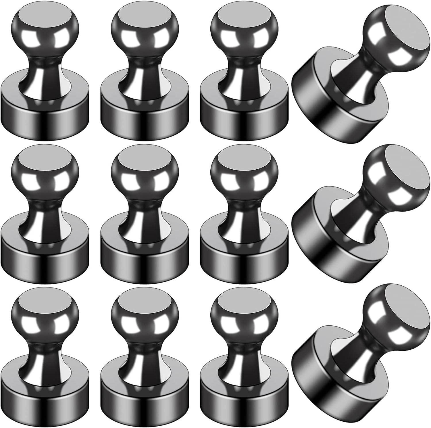 12Pcs Black Fridge Magnets, Small and Strong Magnets for Whiteboard - VINE GLOBAL