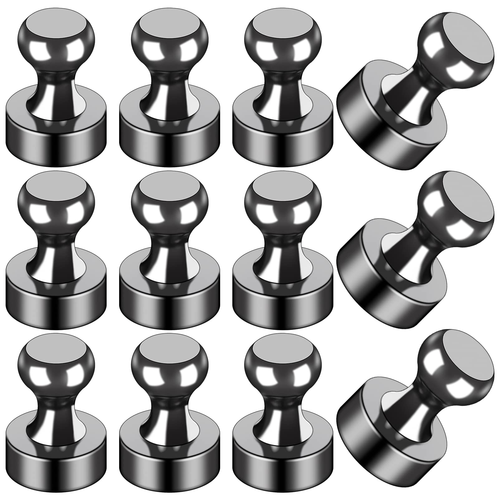 12Pcs Black Fridge Magnets, Small and Strong Magnets for Whiteboard - VINE GLOBAL