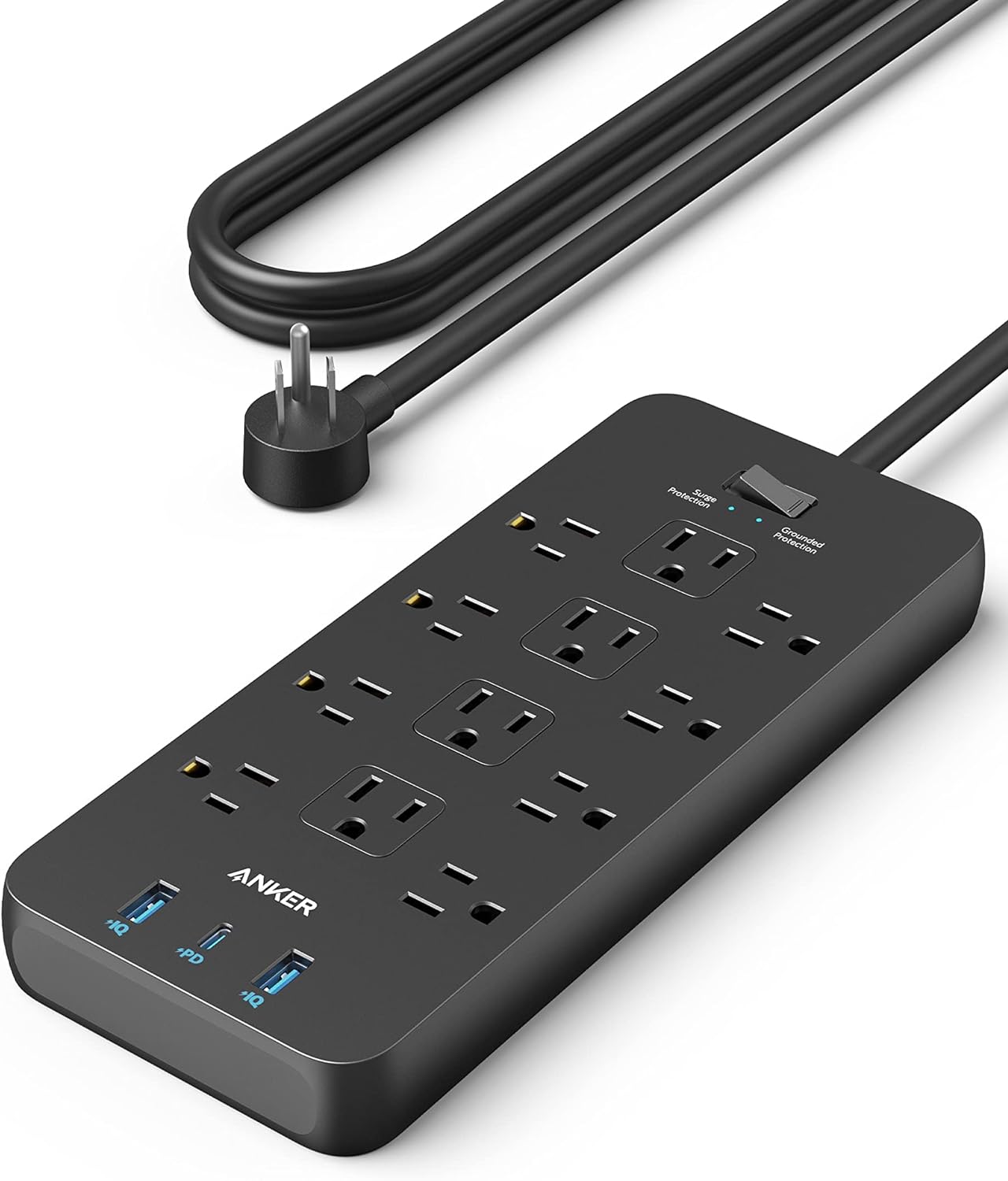 Surge Protector Power Strip (2100J), Anker 12 Outlets with 1 USB C and 2 USB Ports for iPhone - VINE GLOBAL