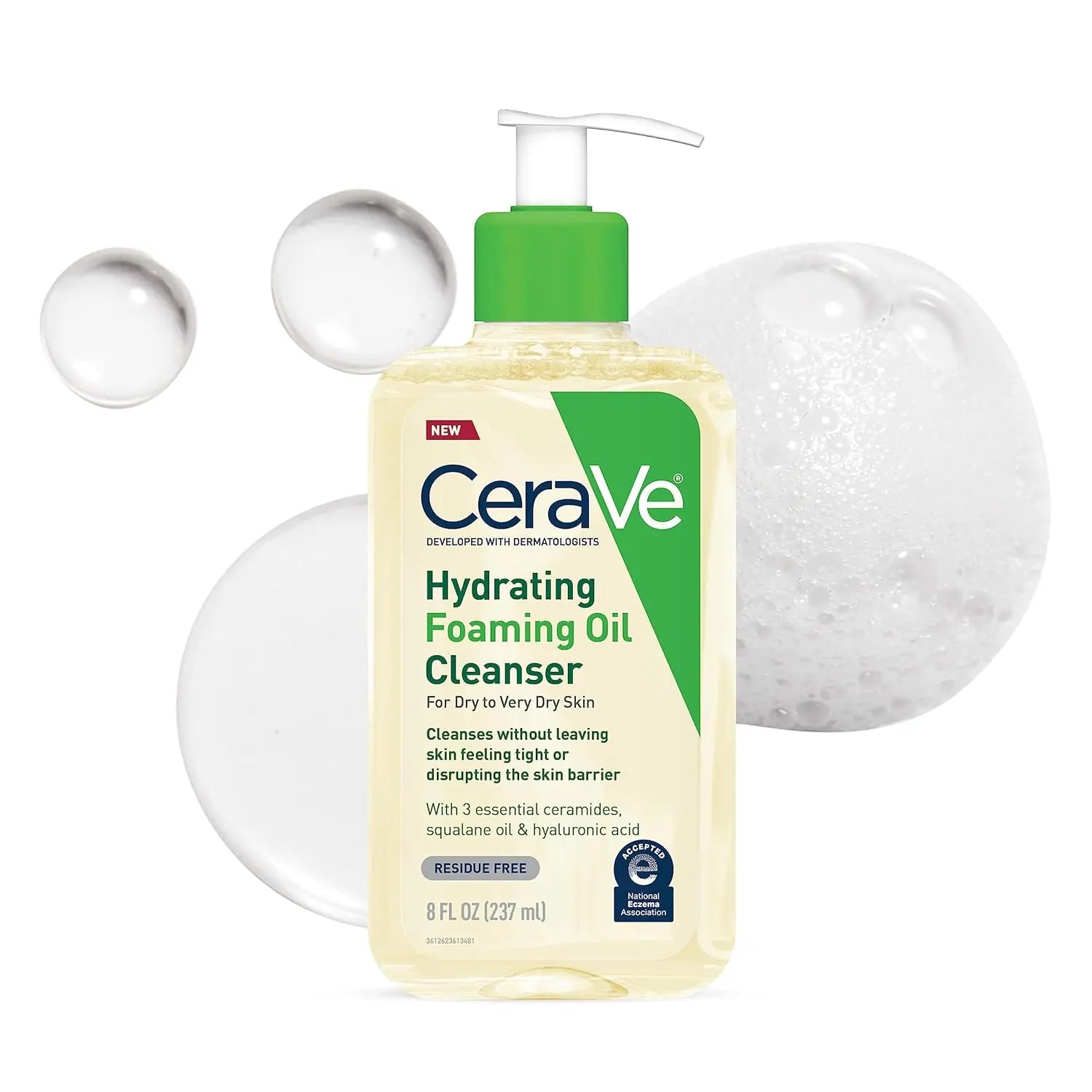 CeraVe Hydrating Foaming Oil Facial Cleanser, Dry Skin Face Wash with Hyaluronic Acid, 12 fl oz Doba