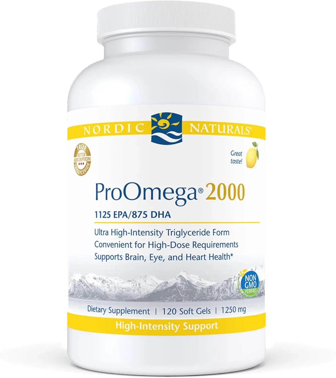 Nordic Naturals ProOmega 2000, Lemon Flavor - 120 Soft Gels - 2150 mg Omega-3 - Ultra High-Potency Fish Oil - EPA & DHA - Promotes Brain, Eye, Heart, & Immune Health - Non-GMO - 60 Servings VINE GLOBAL