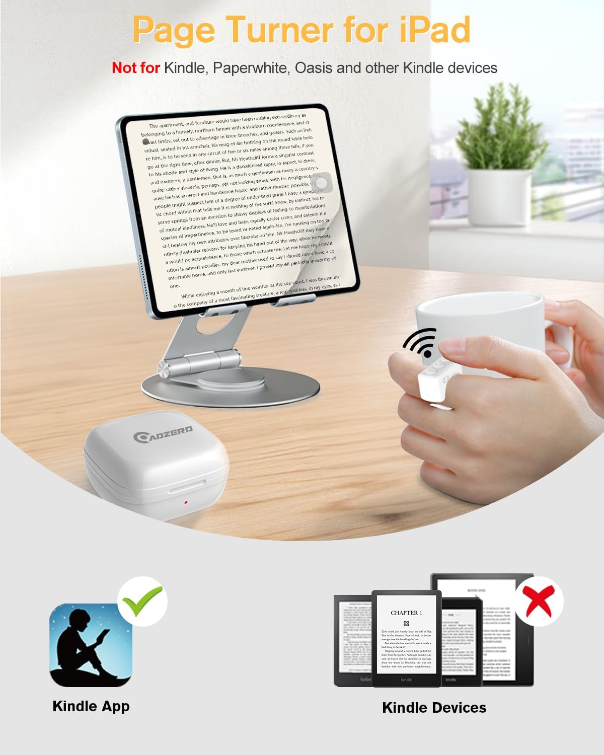 Remote Control for TikTok, Page Turner for Kindle App, Bluetooth Camera Video Recording Remote, Scrolling Ring for TIK Tok, iPhone, iPad, iOS, Android - Black - VINE GLOBAL