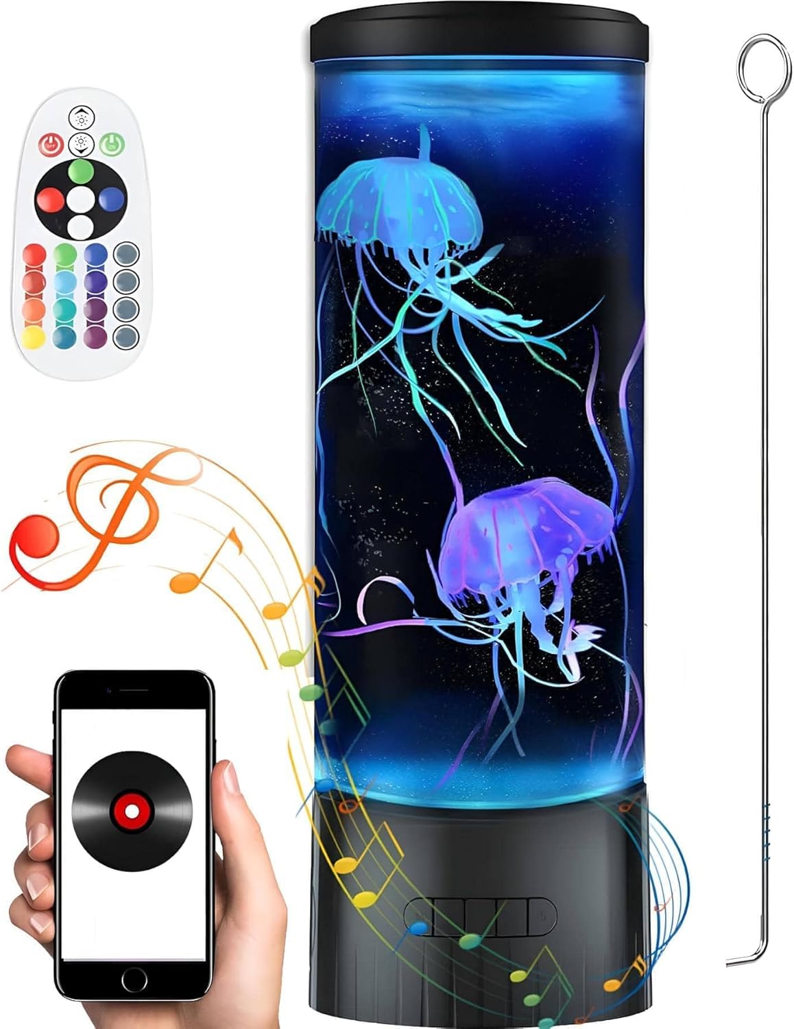 Jellyfish Night Light Lamp with Bluetooth Speaker White Noise Large Size Smart Sensory Synthetic Jelly Fish Tank Mood Lamp, Cool Birthday Christmas All Holiday Gifts for Adults Kids - VINE GLOBAL