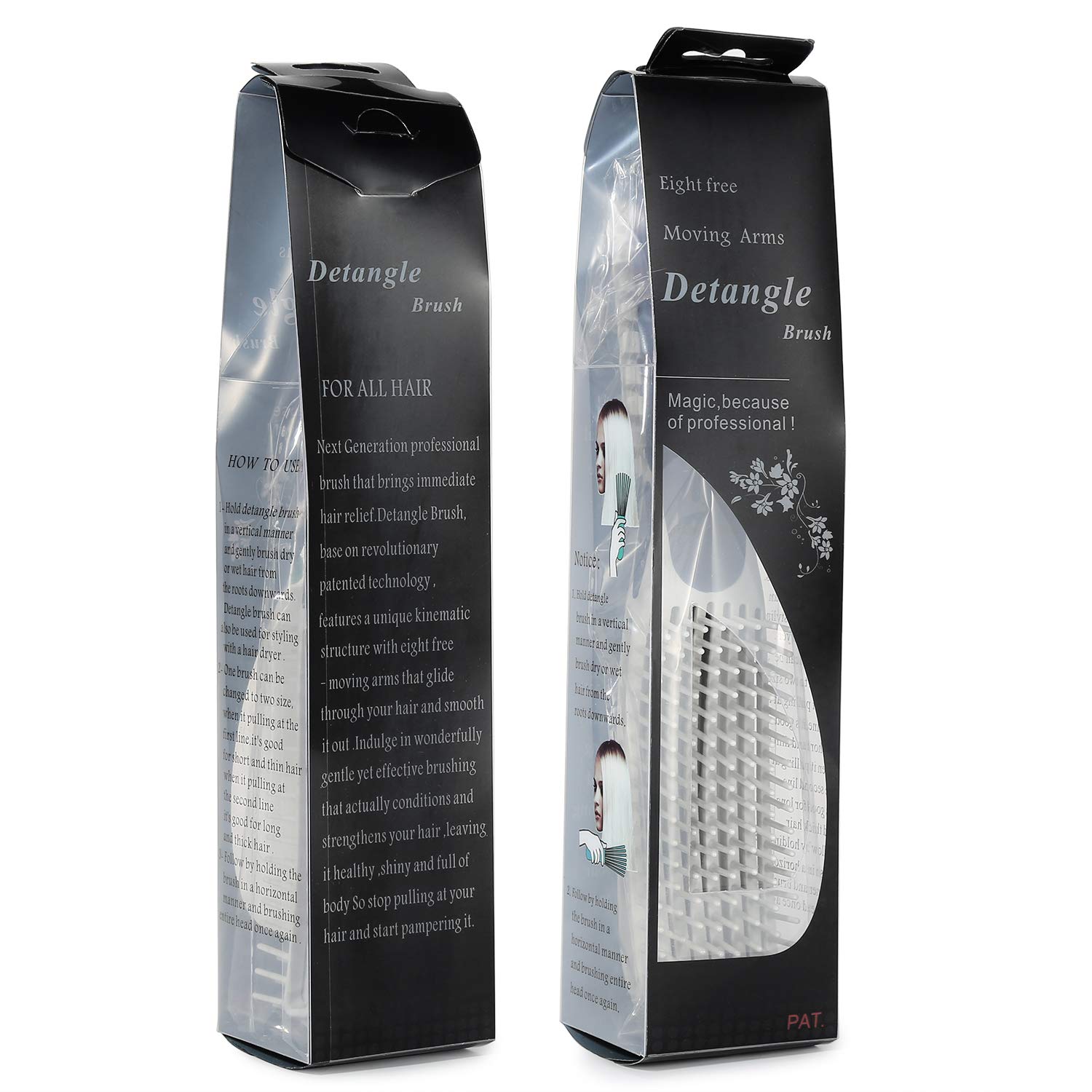 Detangling Brush, Detangler Brush for Natural Black/ Curly Hair Afro 3/4abc Texture, Faster n Easier Detangle Wet or Dry Hair with No Pain (Black) - VINE GLOBAL