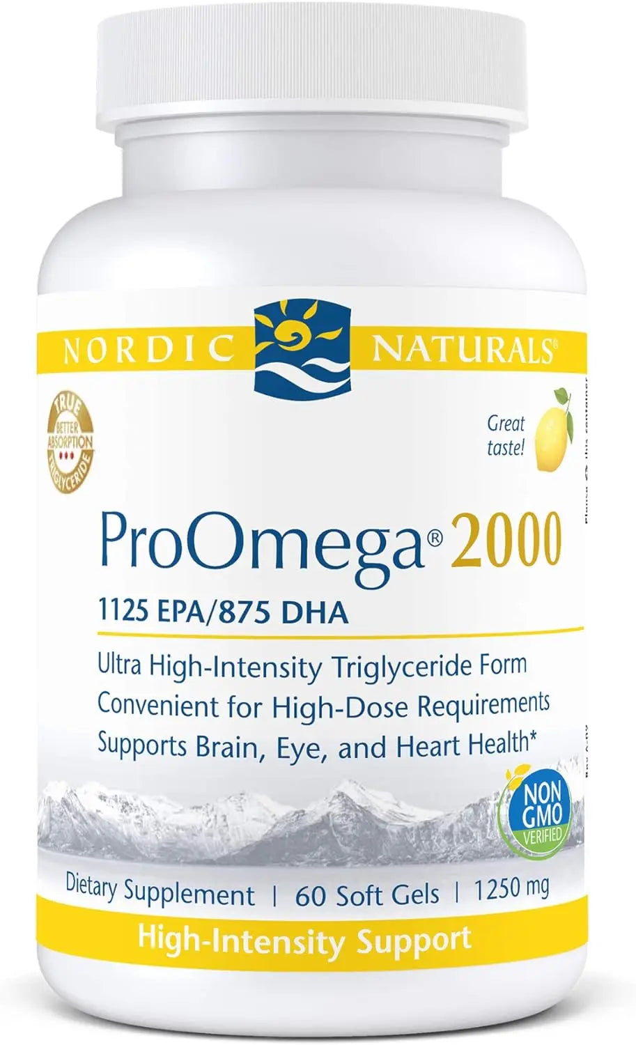 Nordic Naturals ProOmega 2000, Lemon Flavor - 120 Soft Gels - 2150 mg Omega-3 - Ultra High-Potency Fish Oil - EPA & DHA - Promotes Brain, Eye, Heart, & Immune Health - Non-GMO - 60 Servings VINE GLOBAL