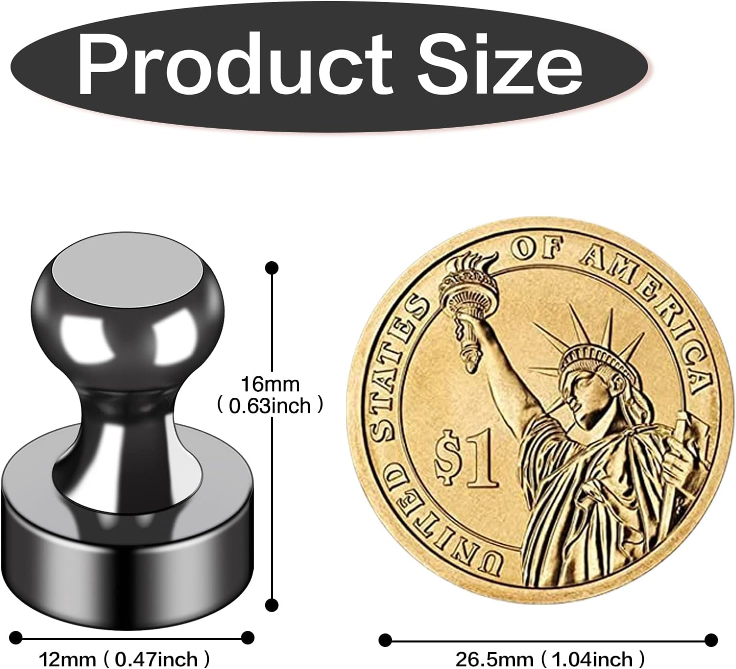 12Pcs Black Fridge Magnets, Small and Strong Magnets for Whiteboard - VINE GLOBAL