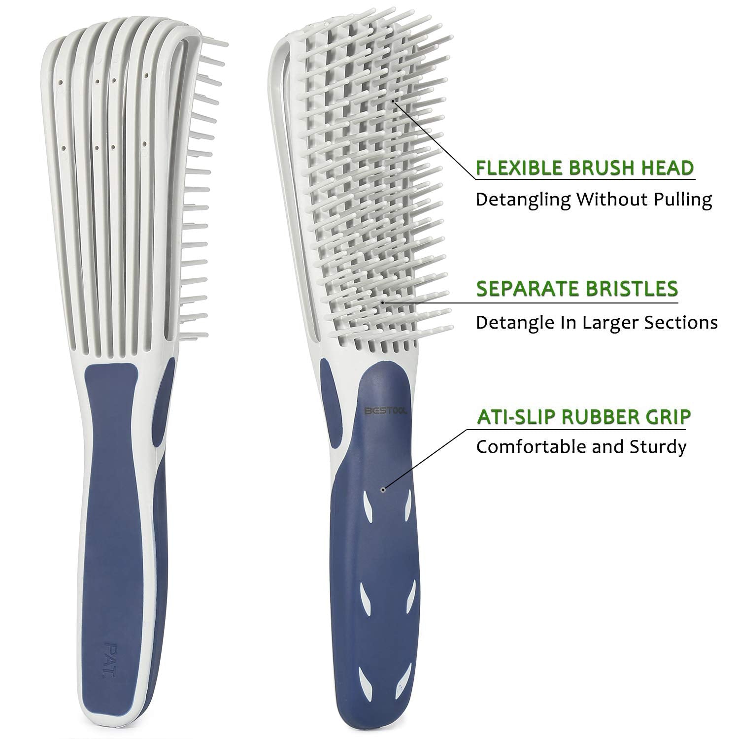 Detangling Brush, Detangler Brush for Natural Black/ Curly Hair Afro 3/4abc Texture, Faster n Easier Detangle Wet or Dry Hair with No Pain (Black) - VINE GLOBAL