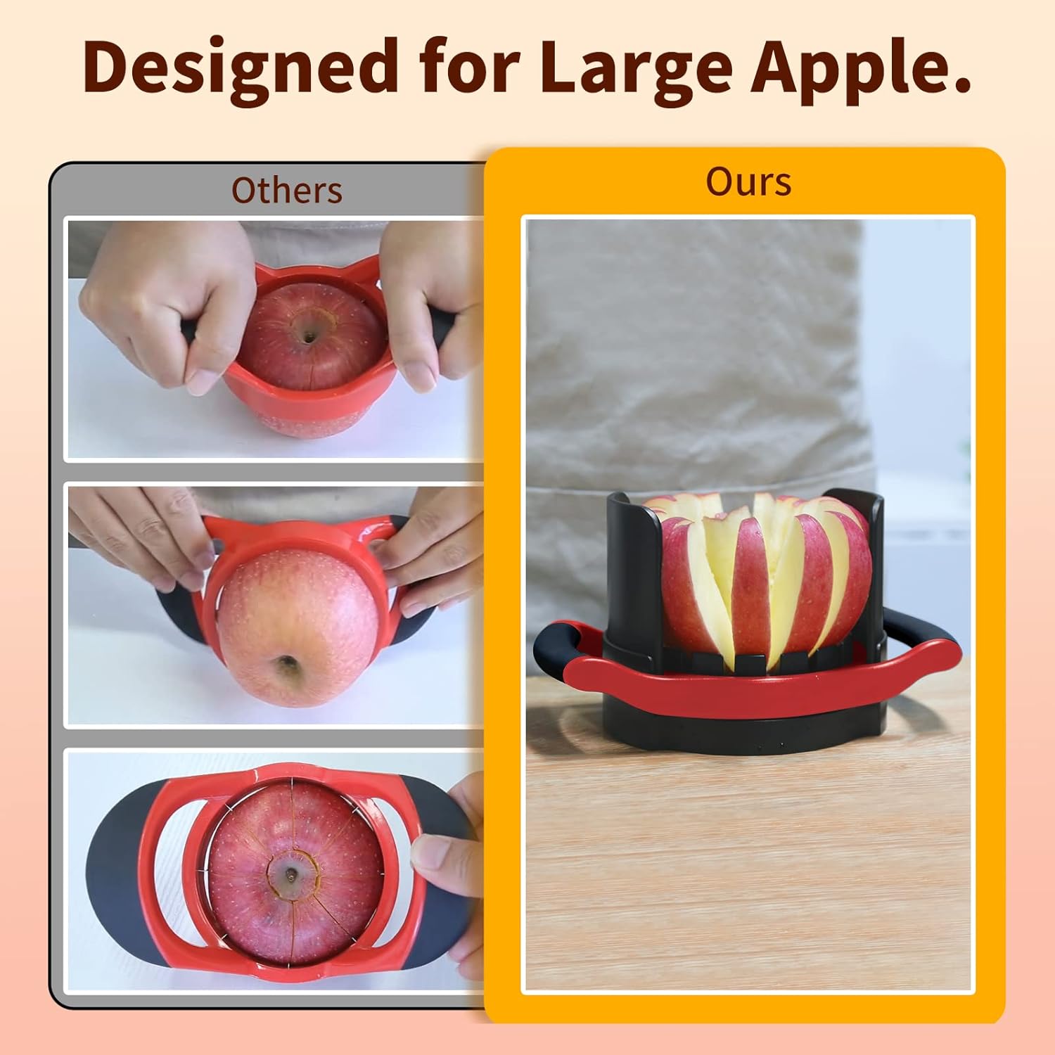 Apple Slicer and Corer,Heavy Duty Apple Cutter with Base, Stainless Steel Ultra-Sharp Blade - VINE GLOBAL