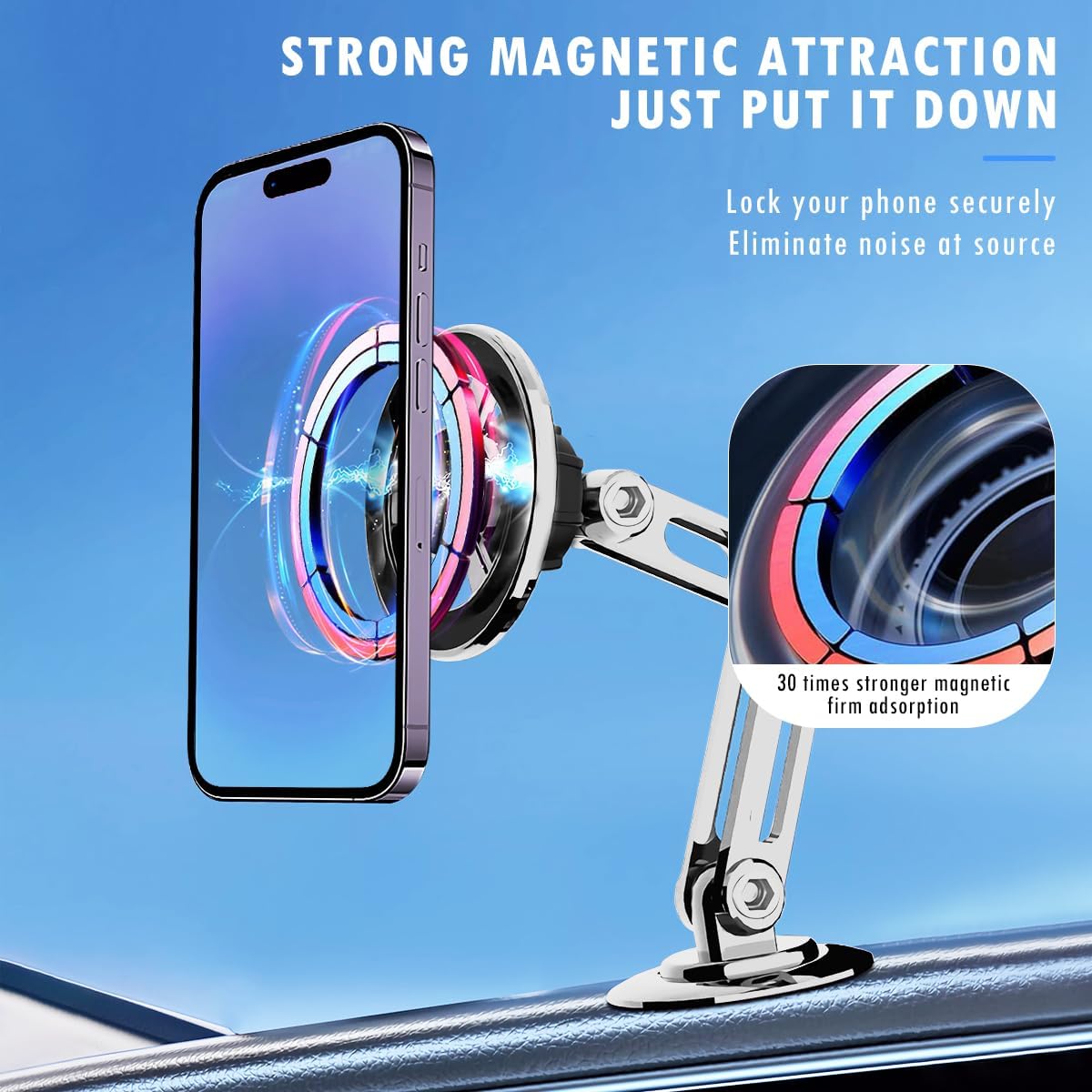 Universal 360° Magnetic Car Phone Holder| Alloy Folding Magnetic Cellphone Holder for All Smartphone - VINE GLOBAL