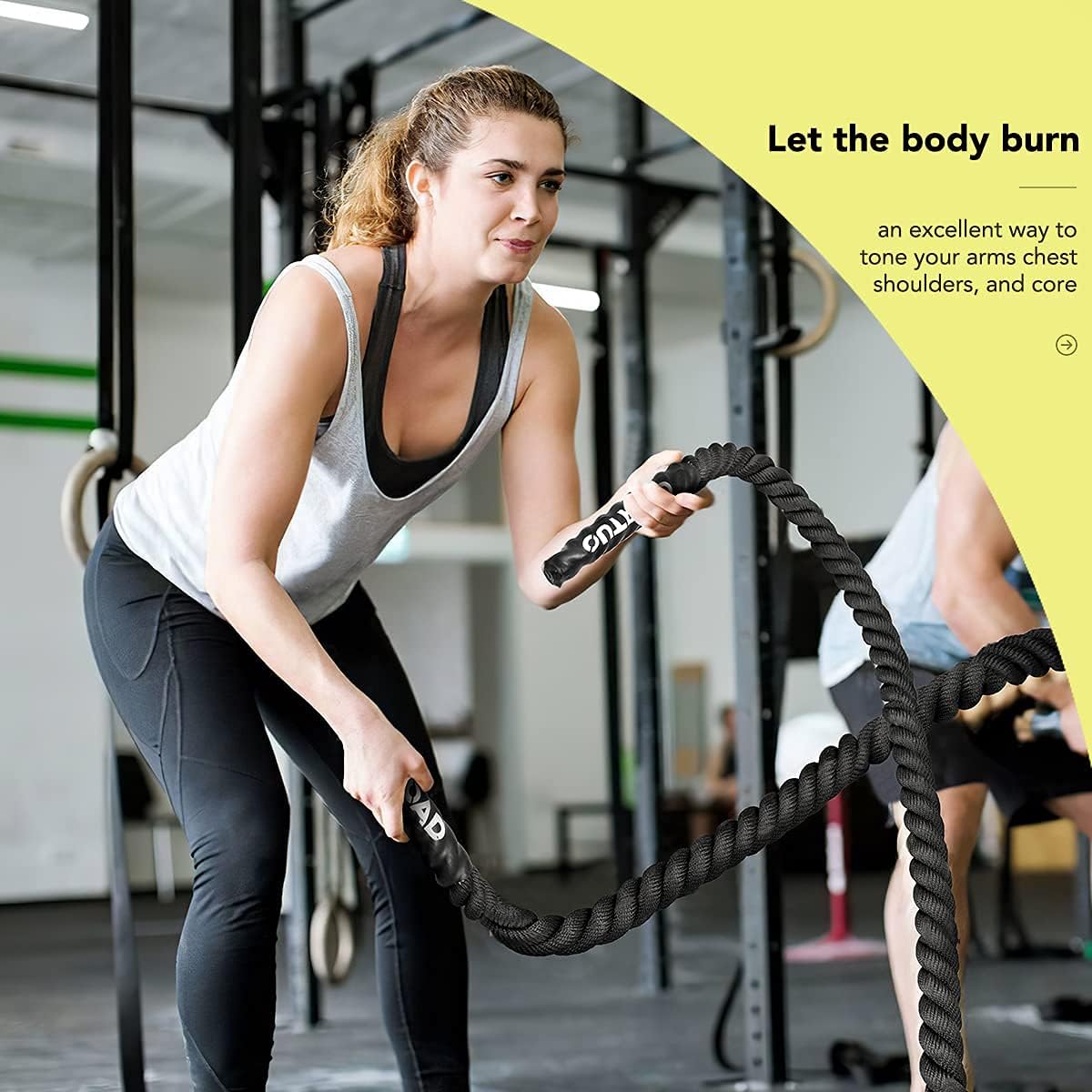 Battle Ropes 1.5 inch 30 ft - Polyester Workout Rope Heavy for Home Body Workouts VINE GLOBAL