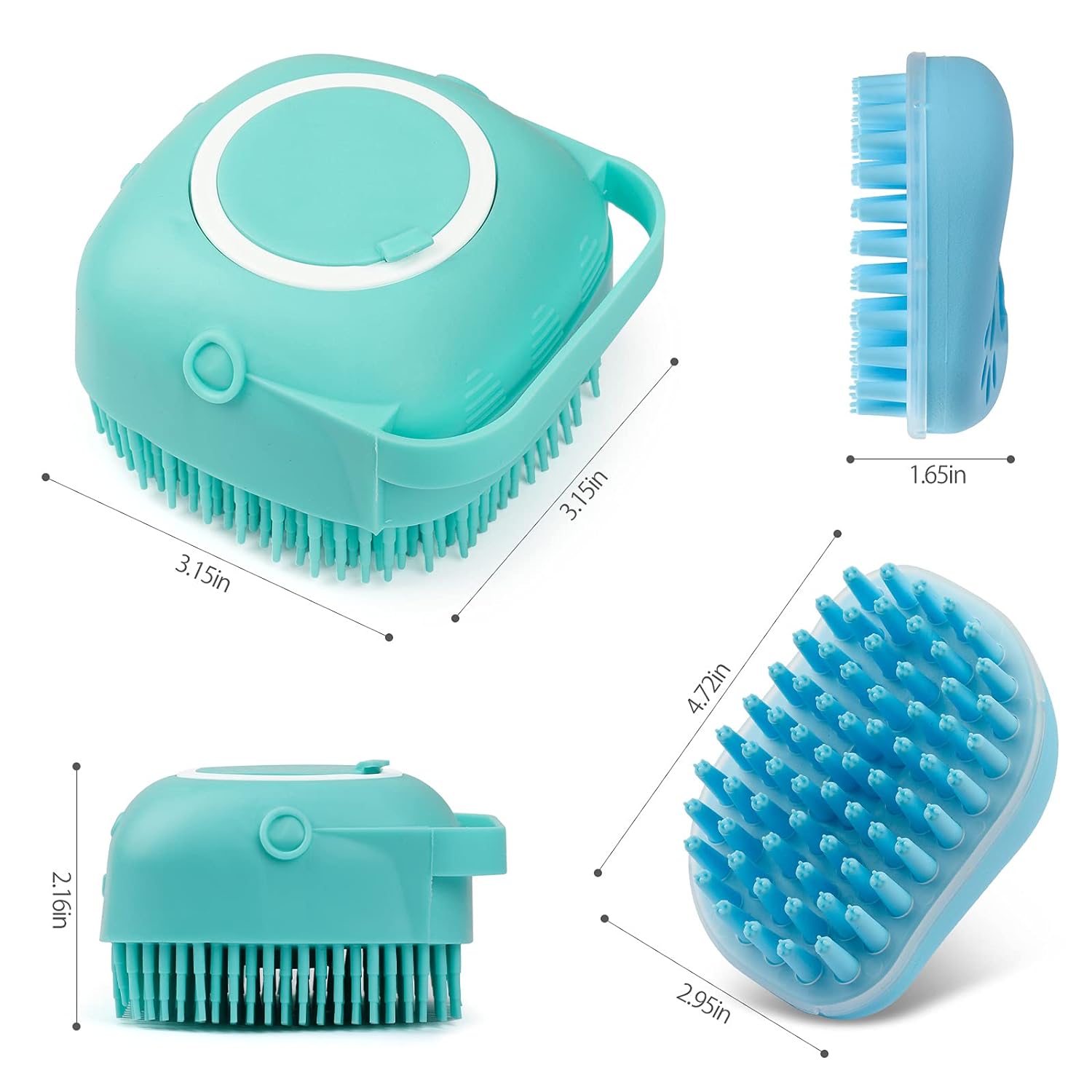 2Pack Dog Bath Brush | Soft Silicone Pet Shampoo Massage Dispenser Grooming Shower Brush for Dogs and Cats VINE GLOBAL