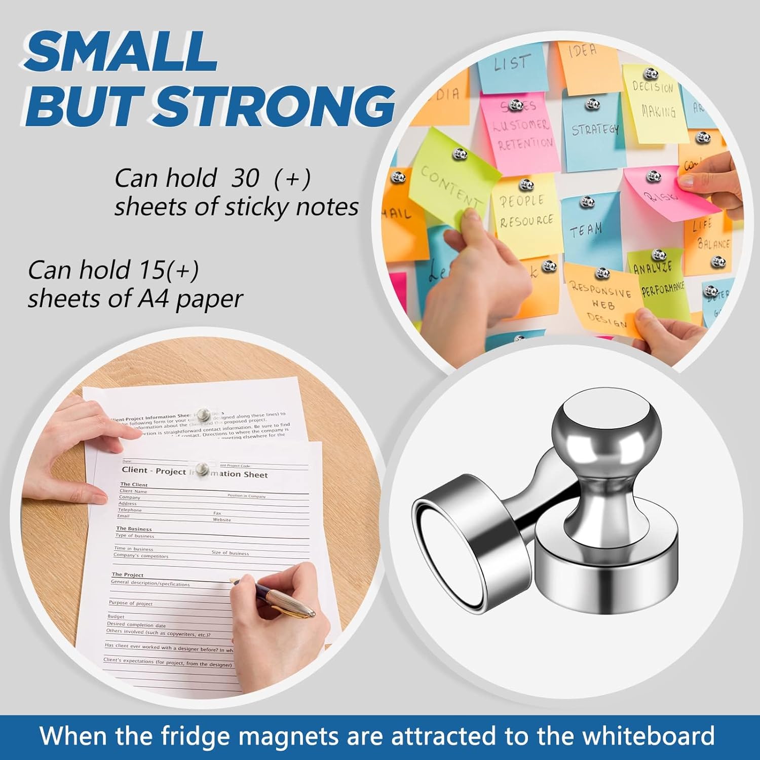 12Pcs Black Fridge Magnets, Small and Strong Magnets for Whiteboard - VINE GLOBAL