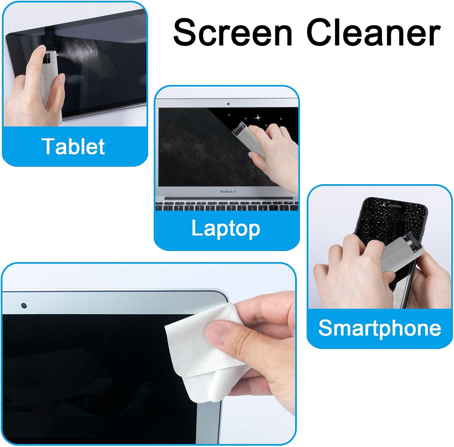 Car Screen Cleaner Spray, Electronic Touchscreen Mist Cleaning Brush Kit for TV, Laptop, iPad, iPhone, Cellphone, MacBook Pro, Tablet, PC, Computer, Monitor, LCD Screens, Eyeglasses - Cream - VINE GLOBAL
