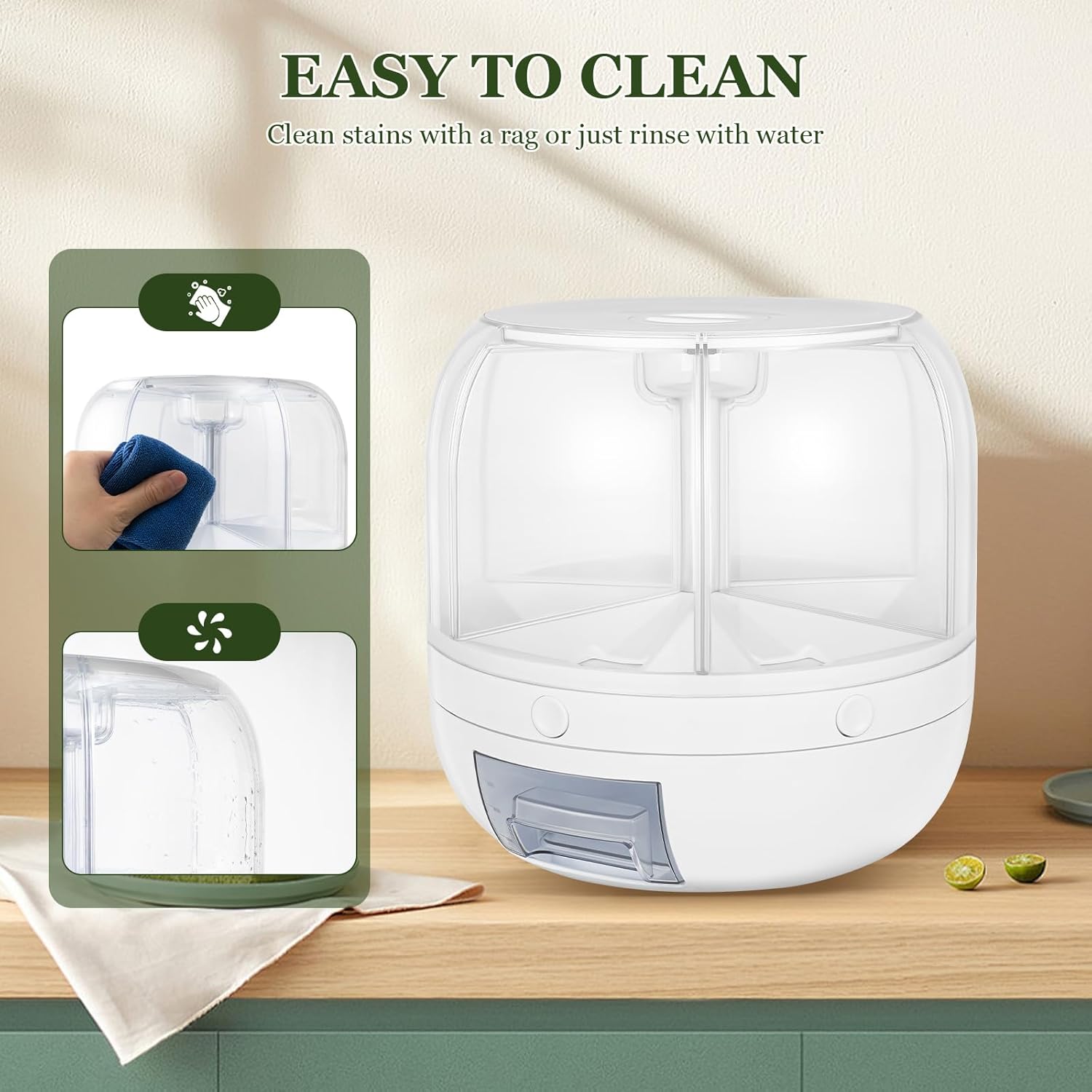 360° Rotating Grains Dispenser with Moisture Sealed Lid,6 Grids Food Dispenser - VINE GLOBAL