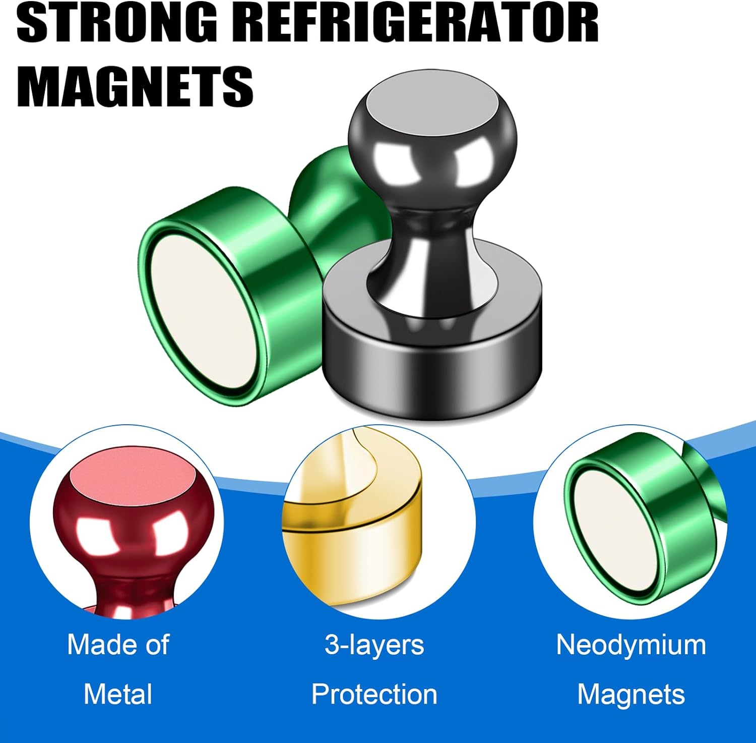 12Pcs Black Fridge Magnets, Small and Strong Magnets for Whiteboard - VINE GLOBAL