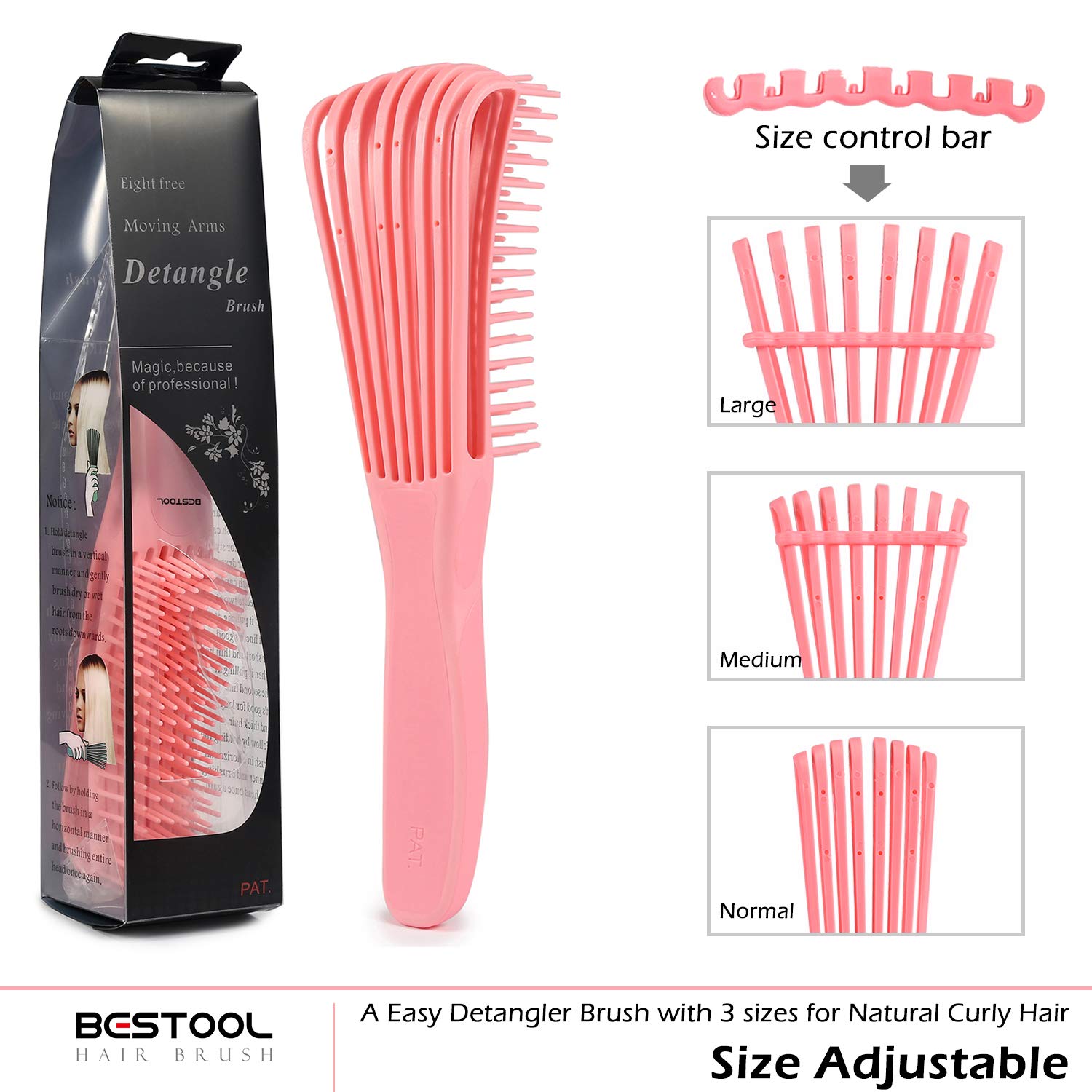 Detangling Brush, Detangler Brush for Natural Black/ Curly Hair Afro 3/4abc Texture, Faster n Easier Detangle Wet or Dry Hair with No Pain (Black) - VINE GLOBAL