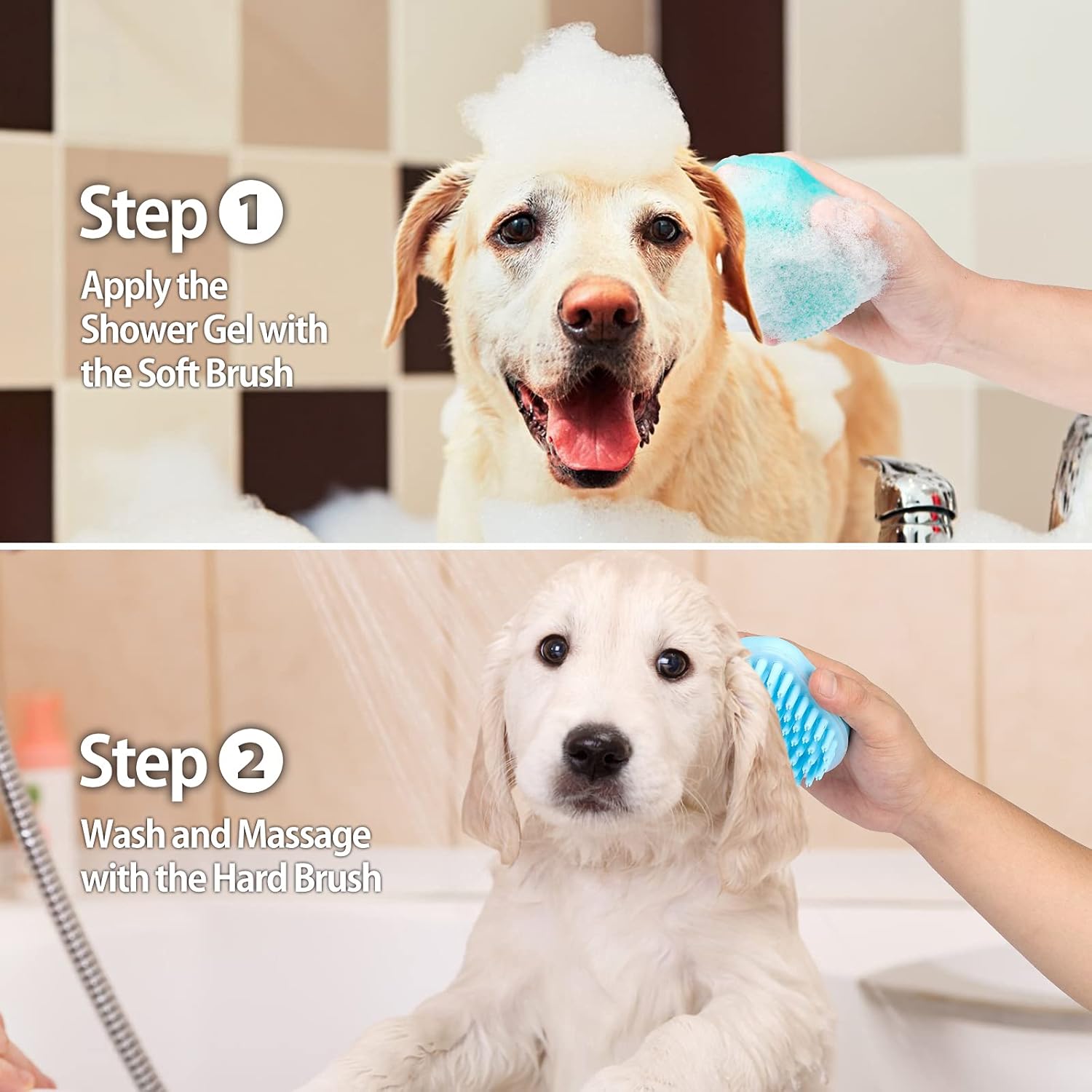 2Pack Dog Bath Brush | Soft Silicone Pet Shampoo Massage Dispenser Grooming Shower Brush for Dogs and Cats VINE GLOBAL