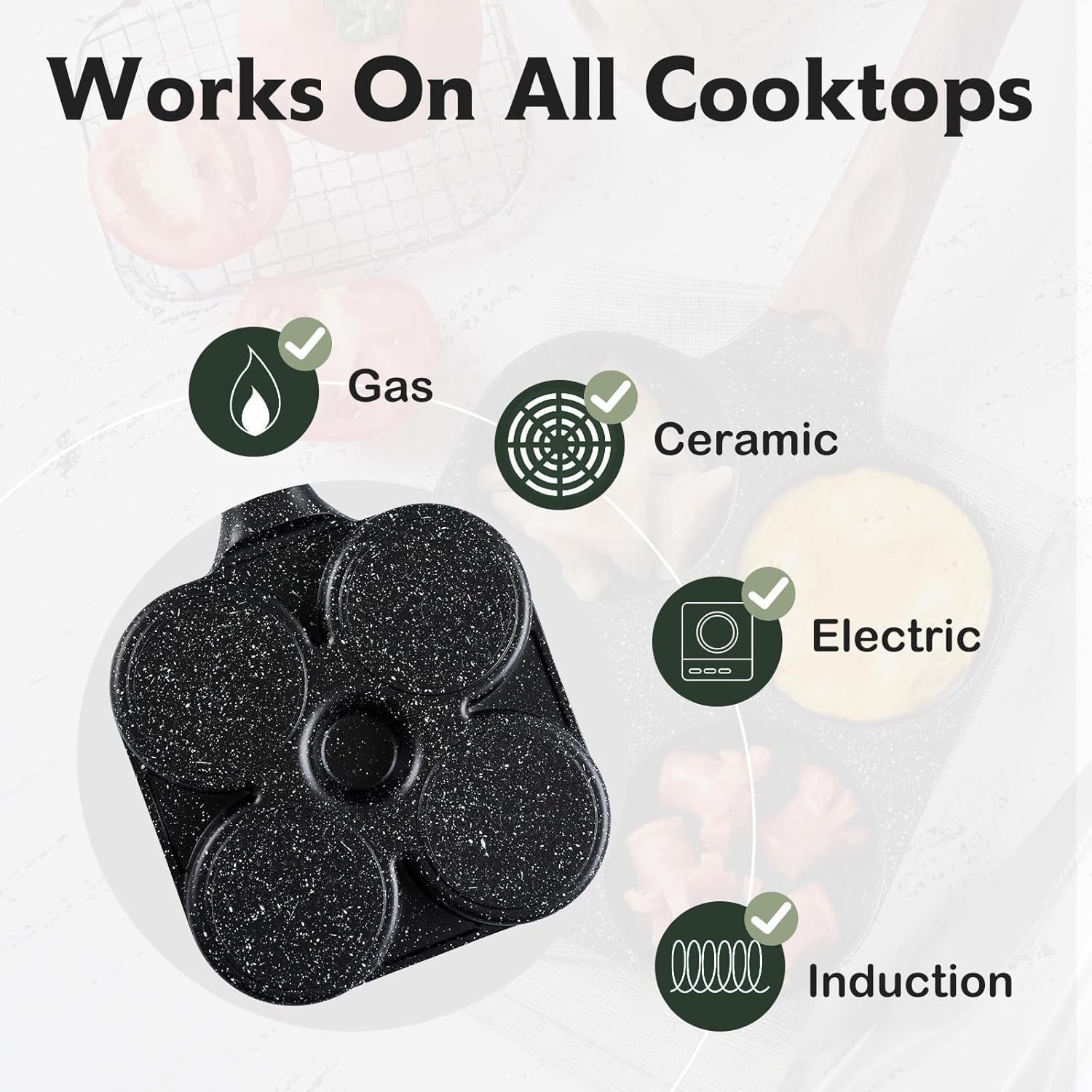 Egg Pan, 4-Cup Nonstick Granite Omelette Skillet - VINE GLOBAL