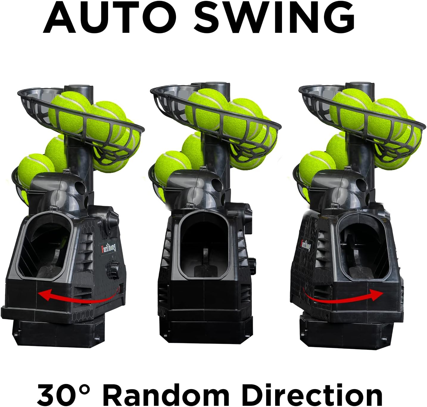 680BH 2 in 1 Baseball & Tennis Ball Launcher Machine, Adjustable Launching Angle, Speed and Interval, Auto Swing Function, Powered by Battery or AC Adapter, Ball Holder Extendable, for Kids - VINE GLOBAL