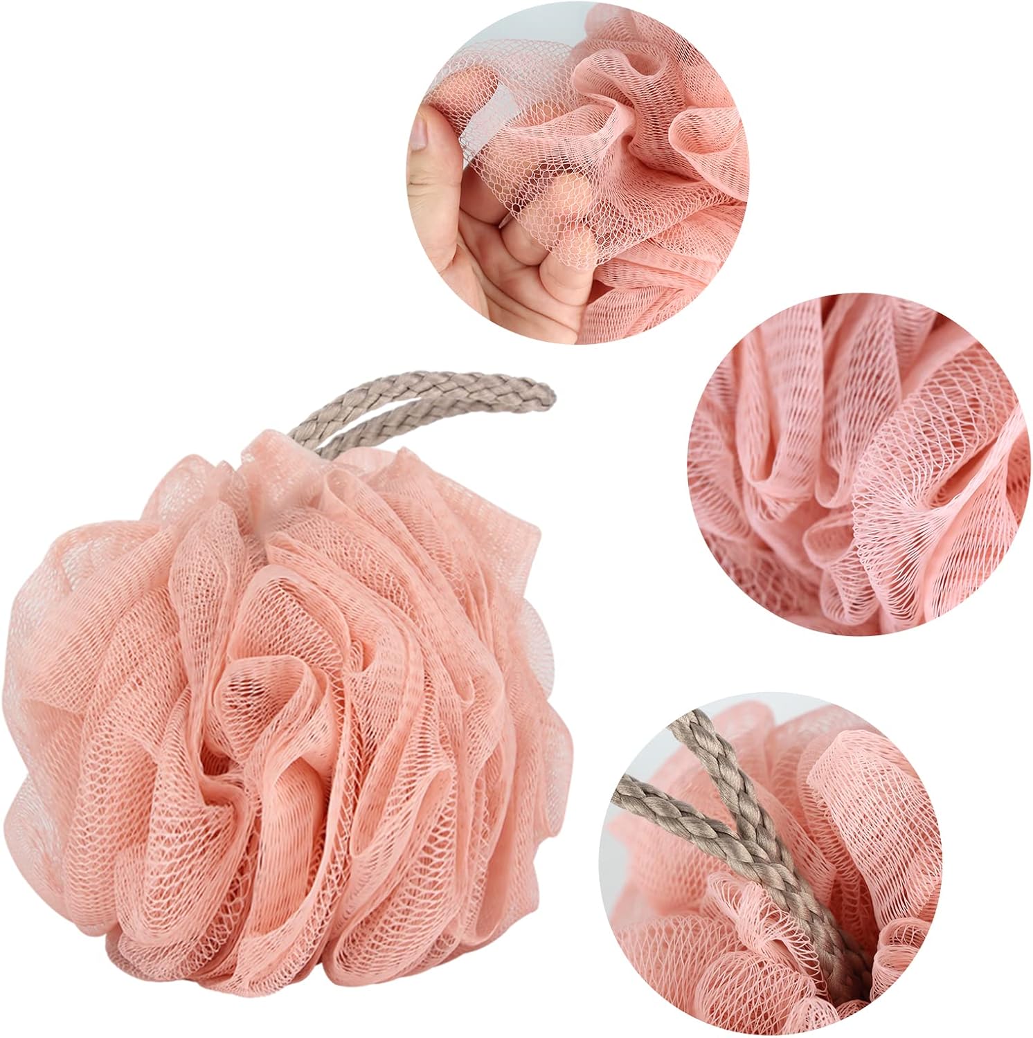 4-Pack Bath Sponges Shower Loofahs Mesh Balls Sponge for Body Wash Bathroom Men Women - VINE GLOBAL