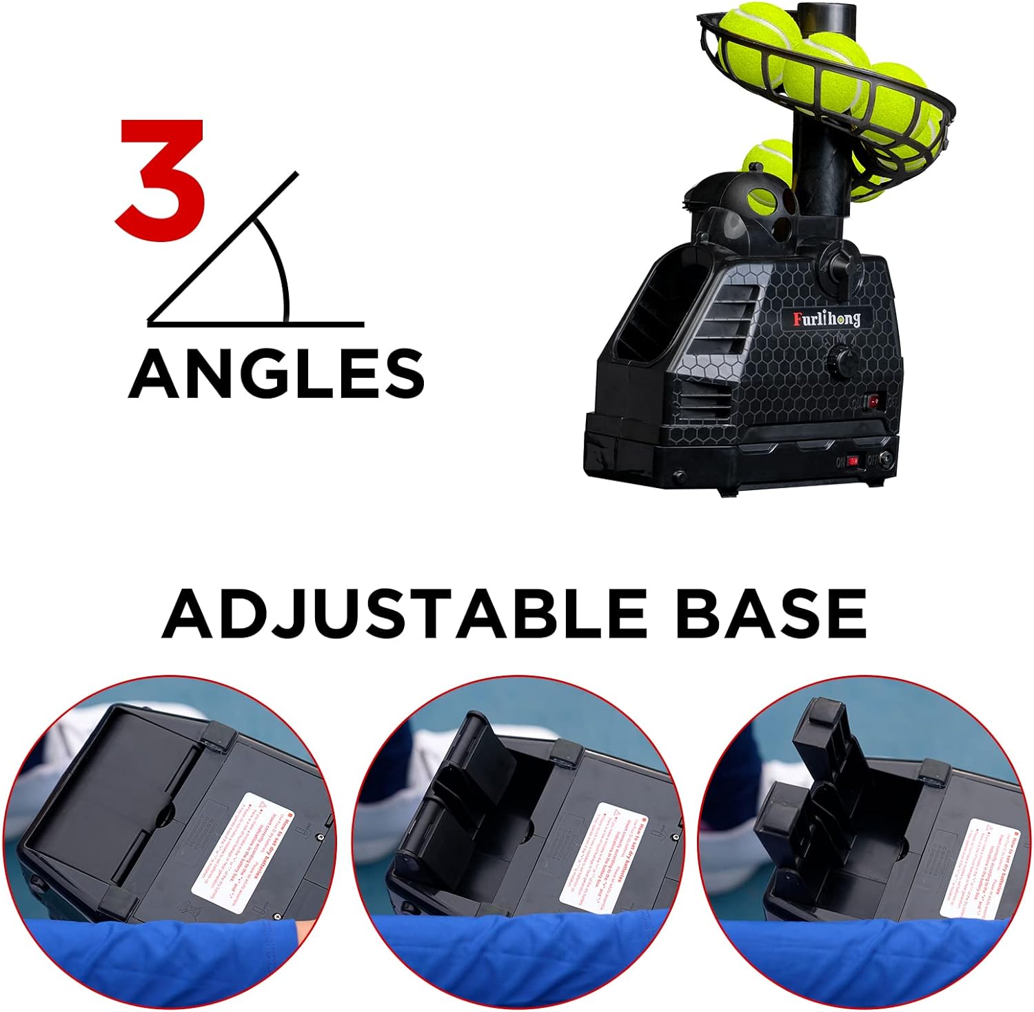 680BH 2 in 1 Baseball & Tennis Ball Launcher Machine, Adjustable Launching Angle, Speed and Interval, Auto Swing Function, Powered by Battery or AC Adapter, Ball Holder Extendable, for Kids - VINE GLOBAL