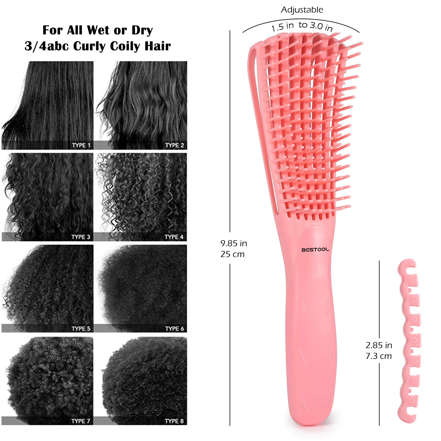 Detangling Brush, Detangler Brush for Natural Black/ Curly Hair Afro 3/4abc Texture, Faster n Easier Detangle Wet or Dry Hair with No Pain (Black) - VINE GLOBAL