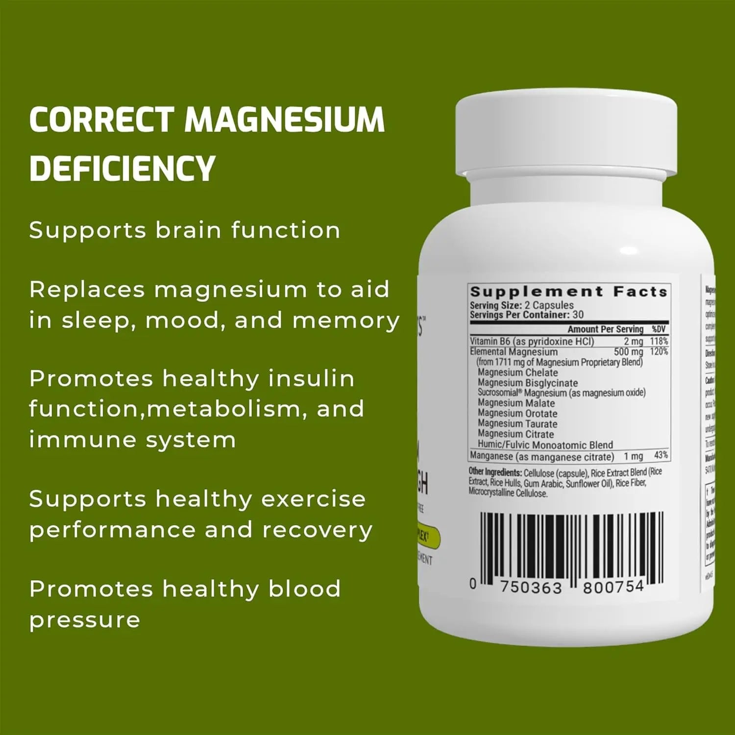 BiOptimizers Magnesium Breakthrough Supplement 4.0 - Has 7 Forms of Magnesium: Glycinate, Malate, Citrate, and More - Natural Sleep and Brain Supplement - 60 Capsules VINE GLOBAL