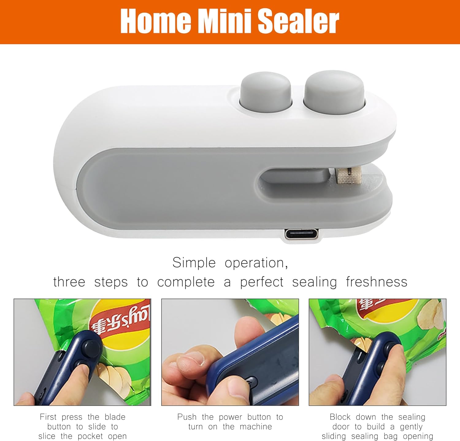 Mini Shred Bag Sealer, 2 in 1 Heat Sealer with Cutter, Portable Resealer Machine - VINE GLOBAL