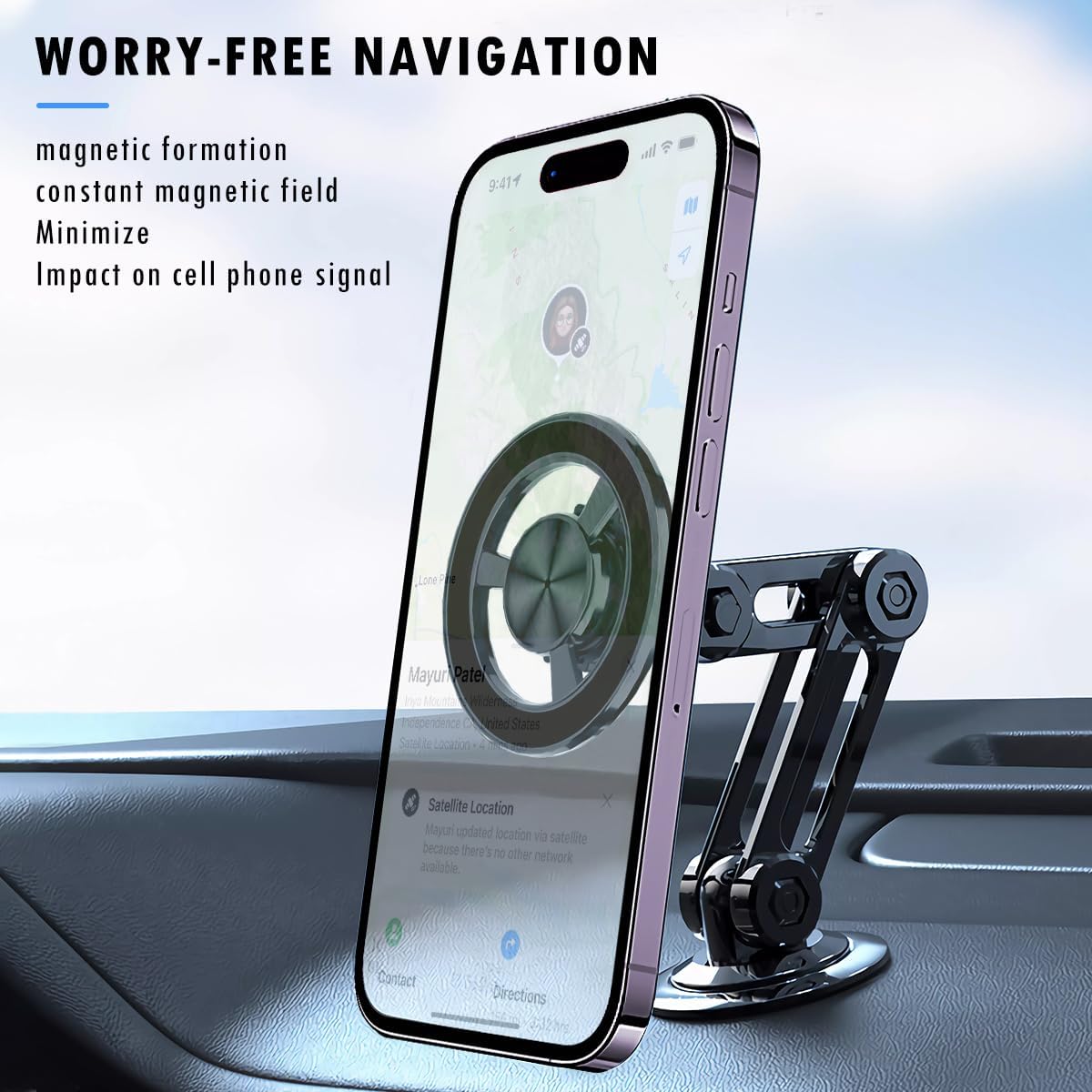 Universal 360° Magnetic Car Phone Holder| Alloy Folding Magnetic Cellphone Holder for All Smartphone - VINE GLOBAL