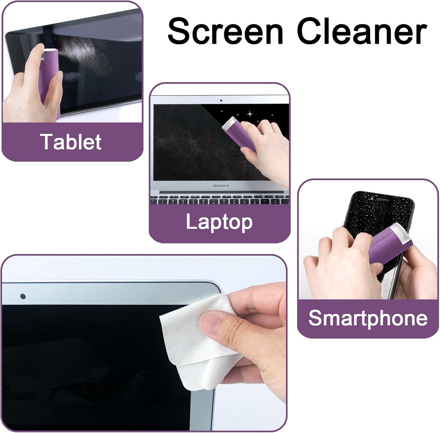 Car Screen Cleaner Spray, Electronic Touchscreen Mist Cleaning Brush Kit for TV, Laptop, iPad, iPhone, Cellphone, MacBook Pro, Tablet, PC, Computer, Monitor, LCD Screens, Eyeglasses - Cream - VINE GLOBAL