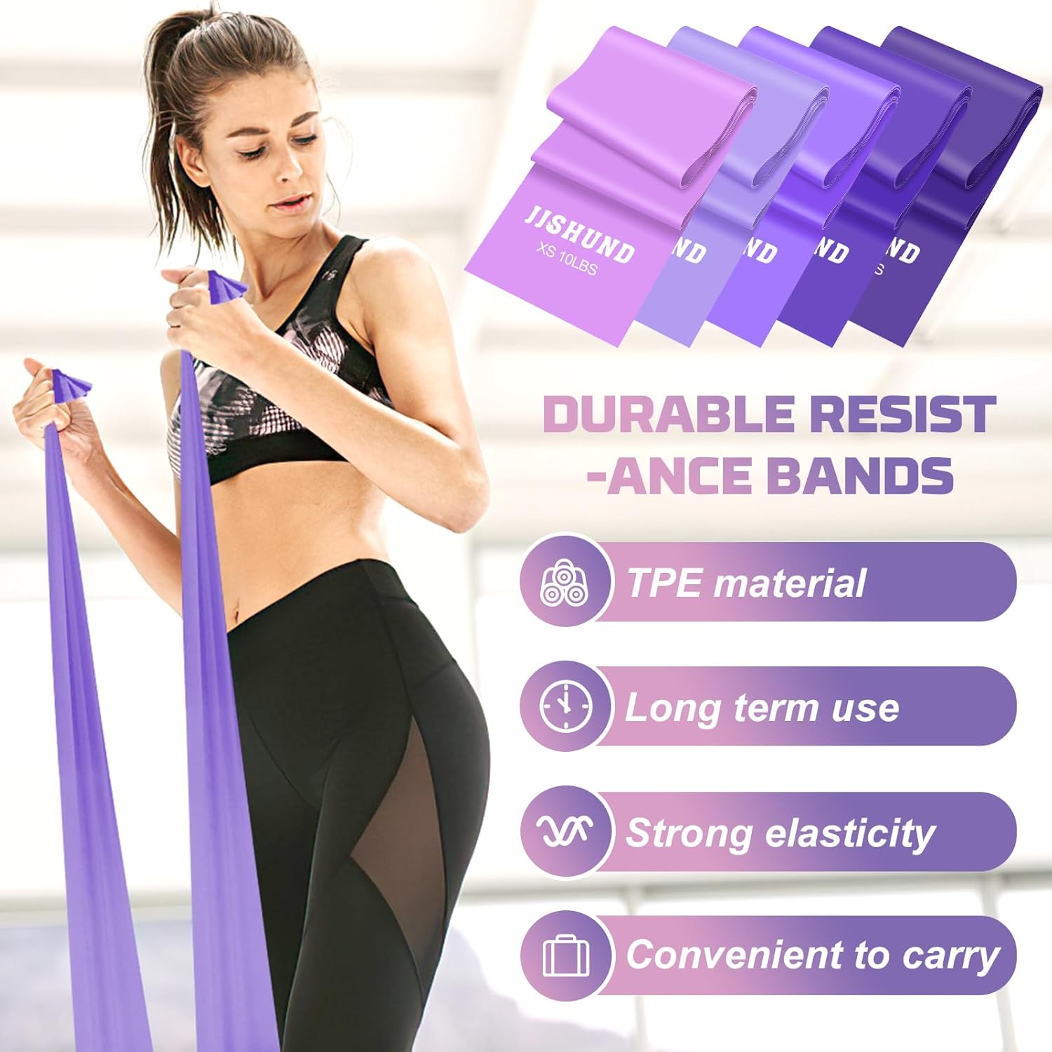 Resistance Bands Set, 5 Pcs Exercise Bands Elastic Stretch Bands for Yoga Pilates Fitness Stretching Strength Training, Workout Bands for Home Gym VINE GLOBAL