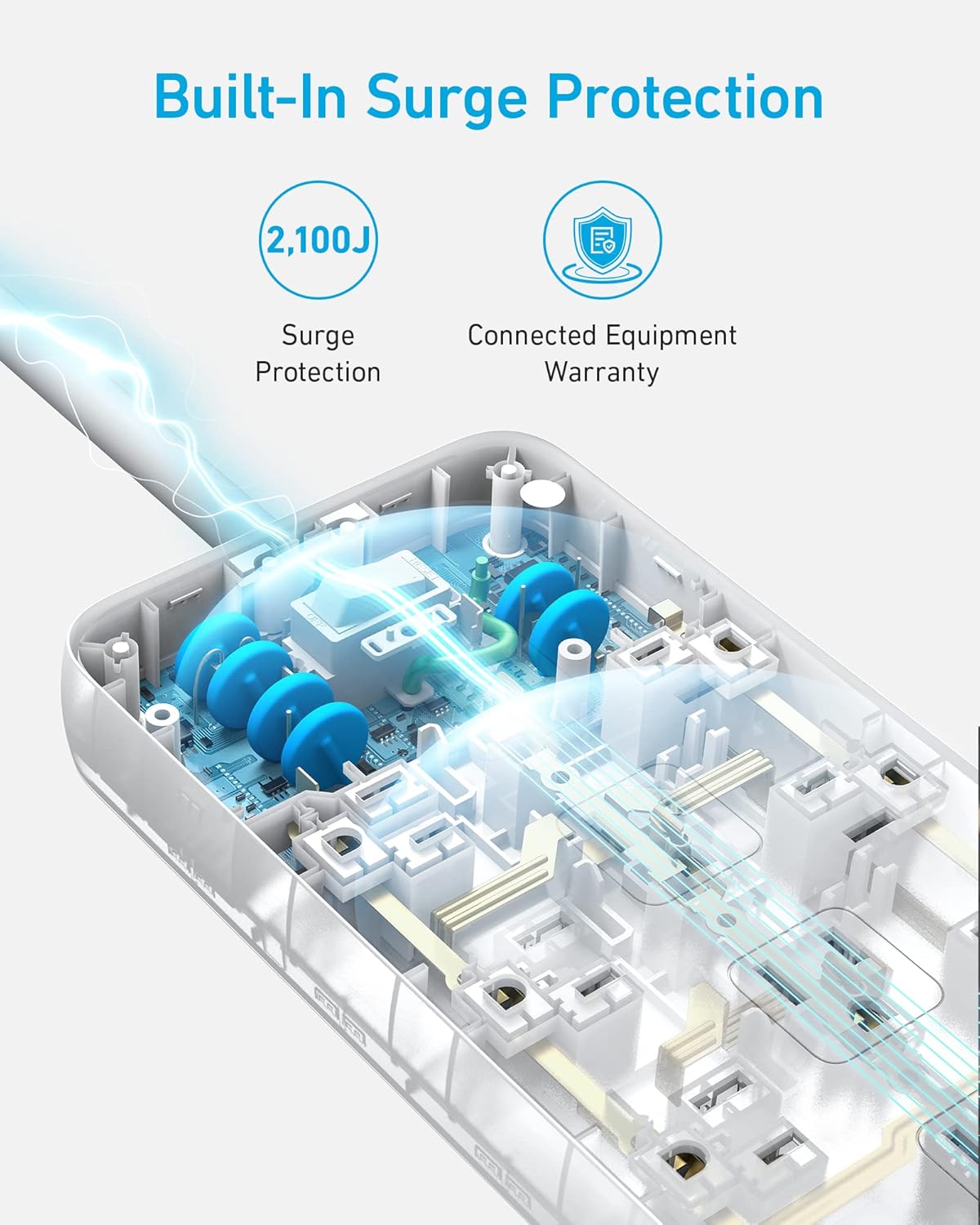 Surge Protector Power Strip (2100J), Anker 12 Outlets with 1 USB C and 2 USB Ports for iPhone - VINE GLOBAL