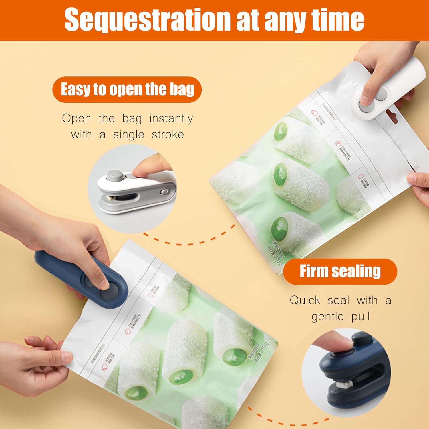Mini Shred Bag Sealer, 2 in 1 Heat Sealer with Cutter, Portable Resealer Machine - VINE GLOBAL